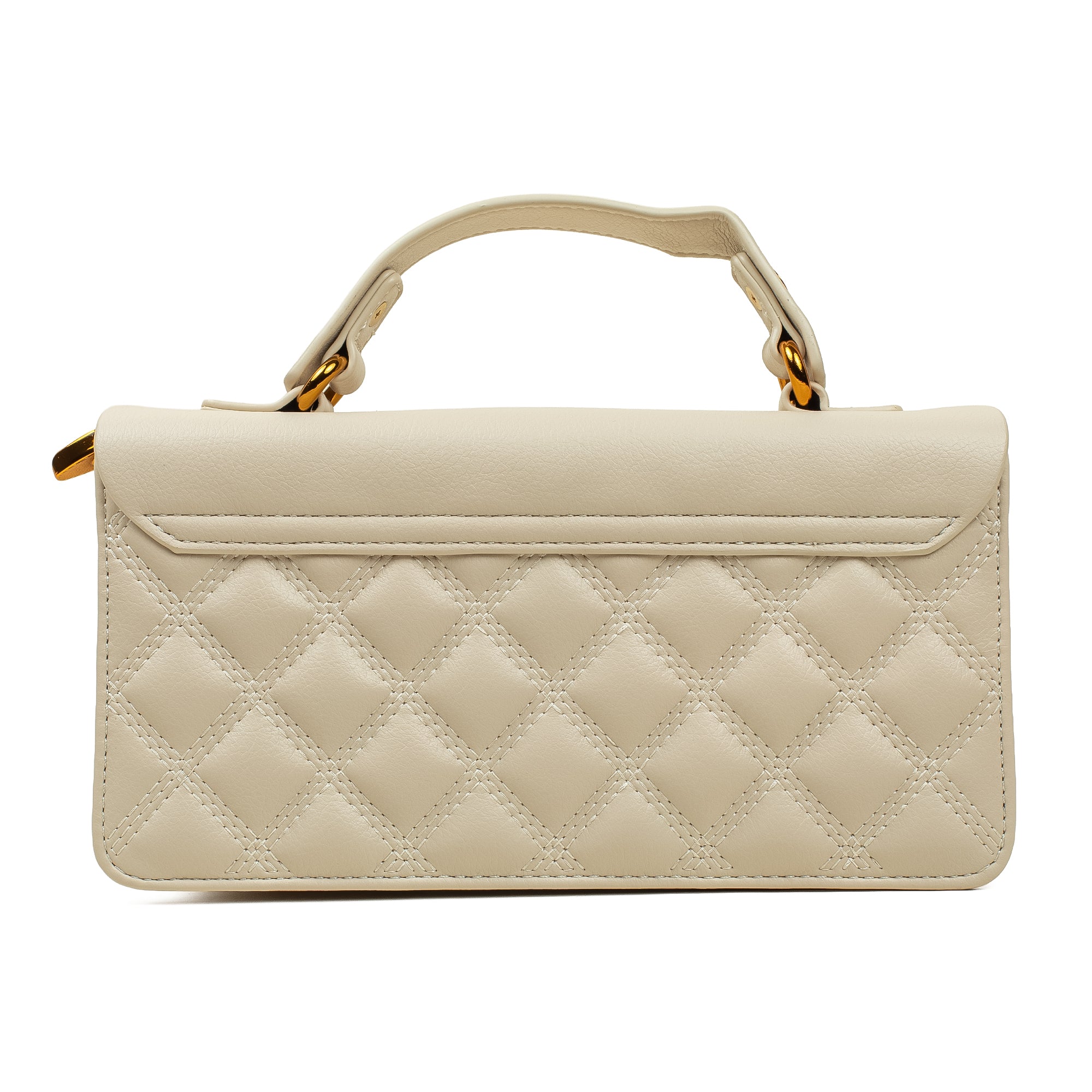 White Quilted Satchel Bag with Chain Strap - Vibrantbd.com