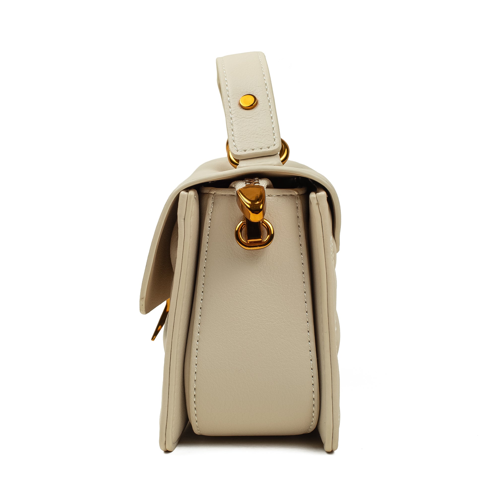 White Quilted Satchel Bag with Chain Strap - Vibrantbd.com