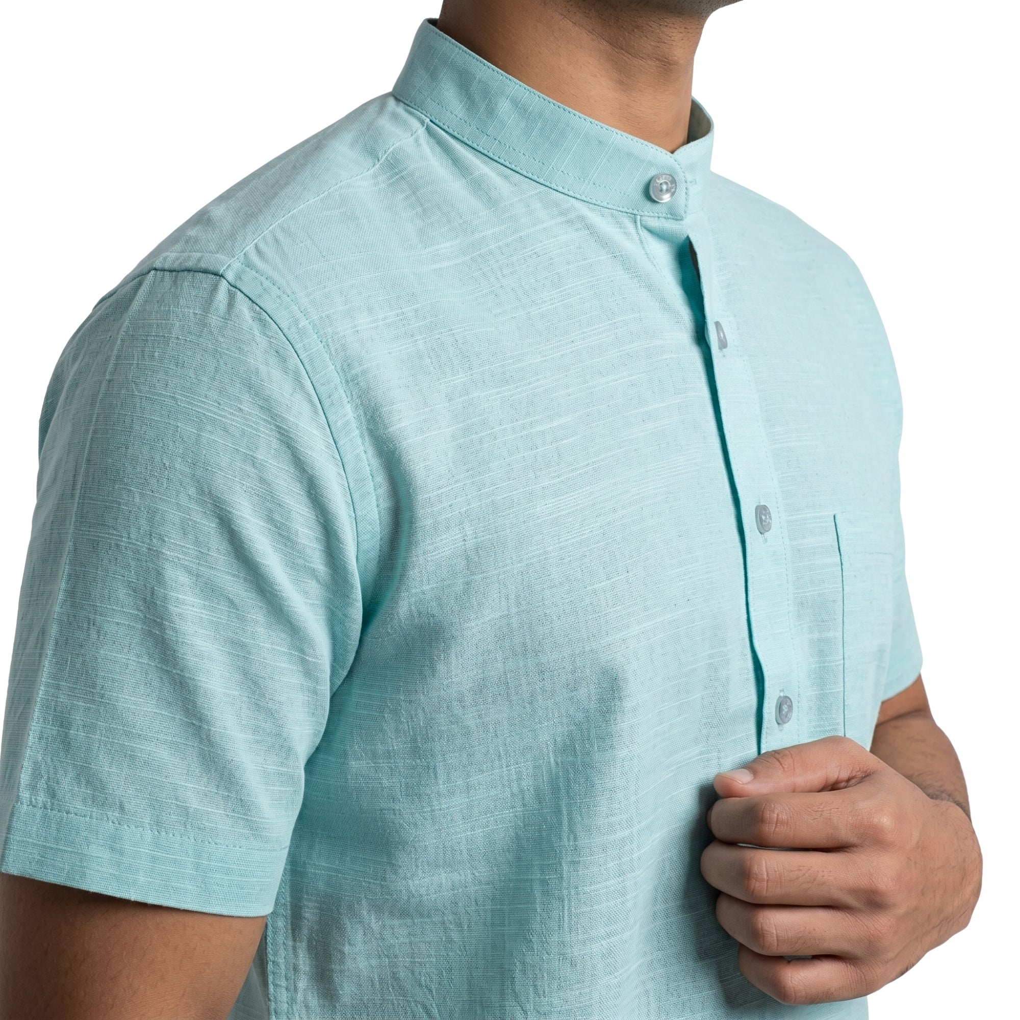 MEN BAND COLLAR SHIRT
