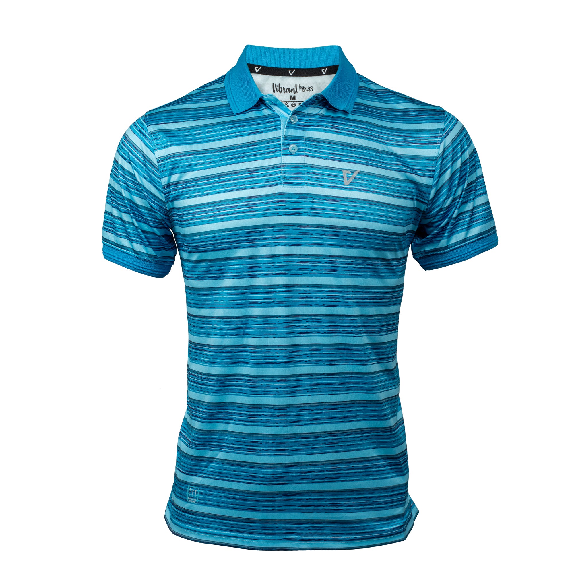 Vibrant Men's Dry-Fit Sports Golf Polo Shirt - Blue Striped, Max Cool Polyester, Sublimation Print - Vibrantbd.com