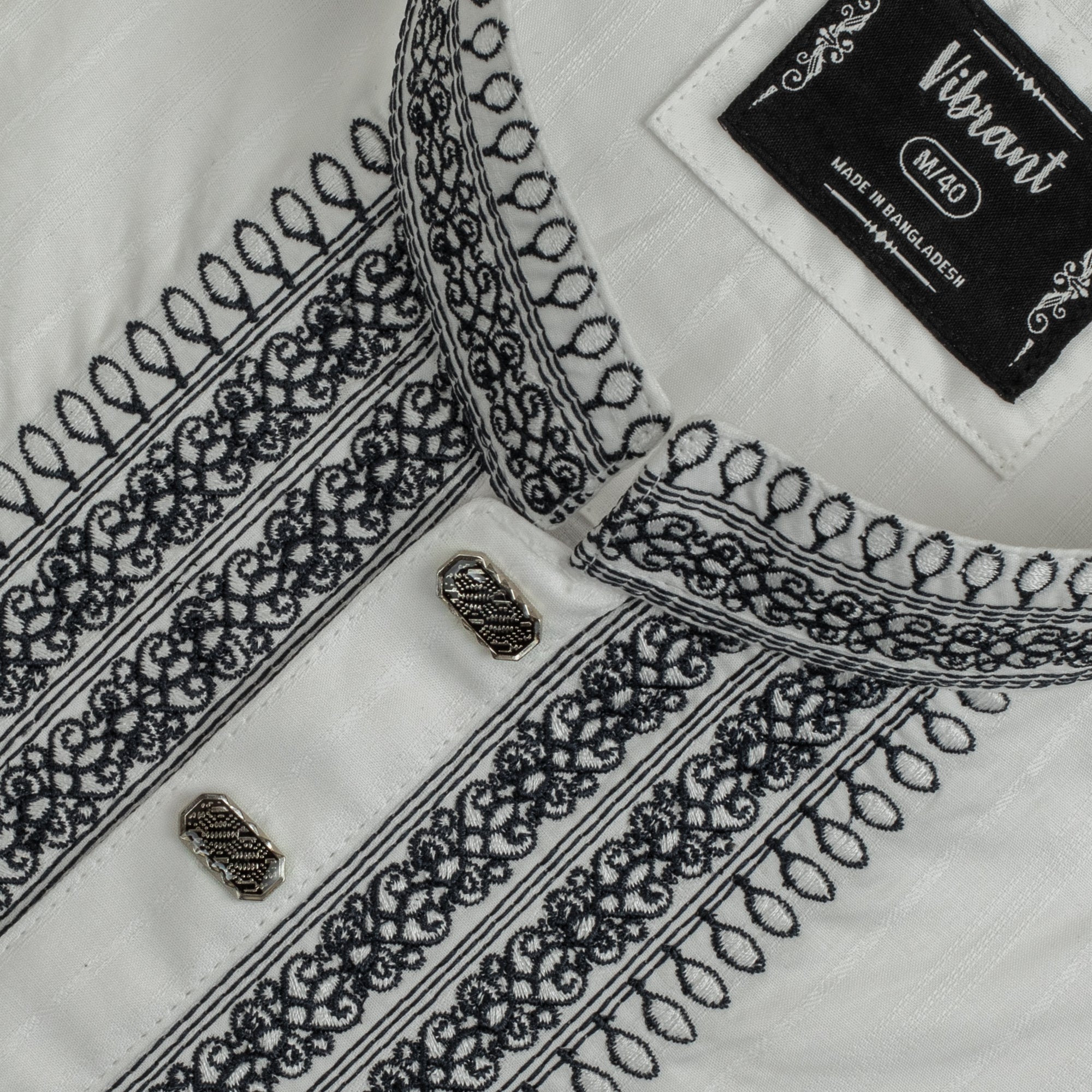 VIBRAN WHITE COTTON PANJABI WITH EMBROIDERY WORK - Vibrantbd.com