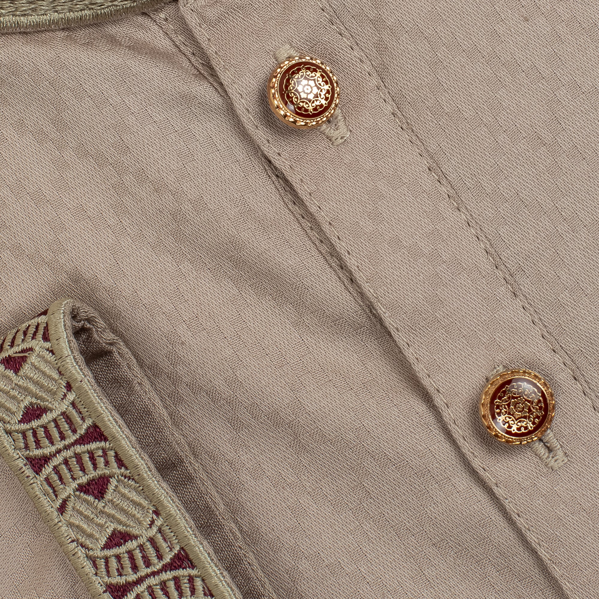 Vibrant Men's Premium Cotton Panjabi Beige – with Exquisite Embroidery, Festive & Traditional Wear - Vibrantbd.com