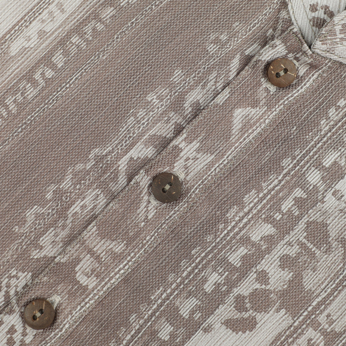 VIBRANT TAUPE AND OFF-WHITE PRINTED COTTON PANJABI - Vibrantbd.com