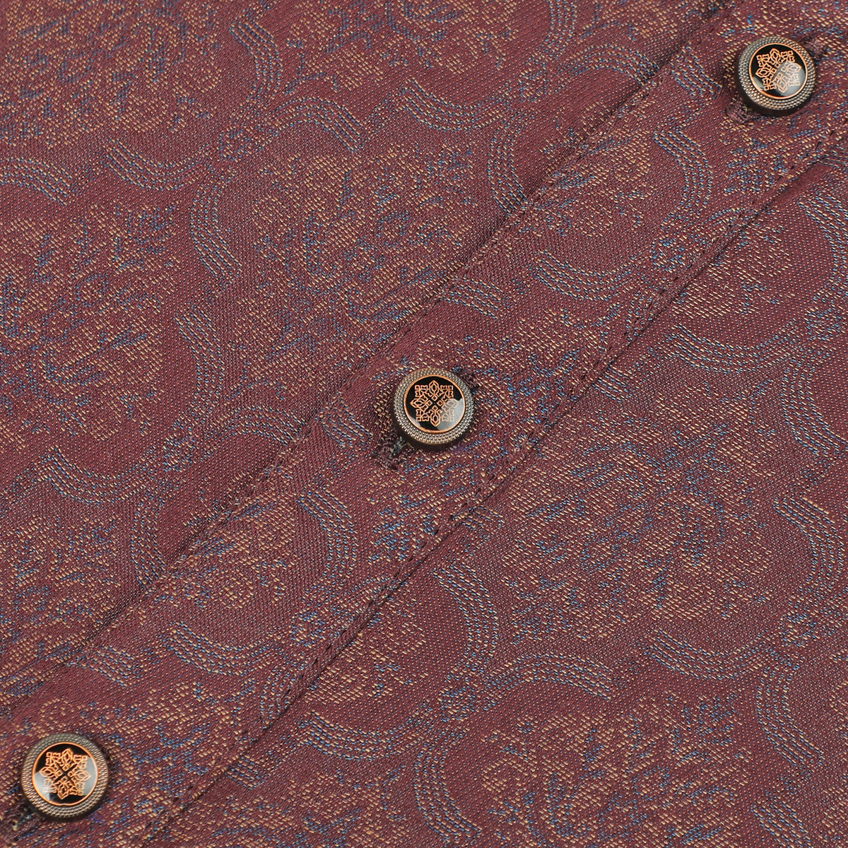 VIBRANT MEN'S MAUVE-WINE JACQUARD PRINT COTTON PANJABI - Vibrantbd.com