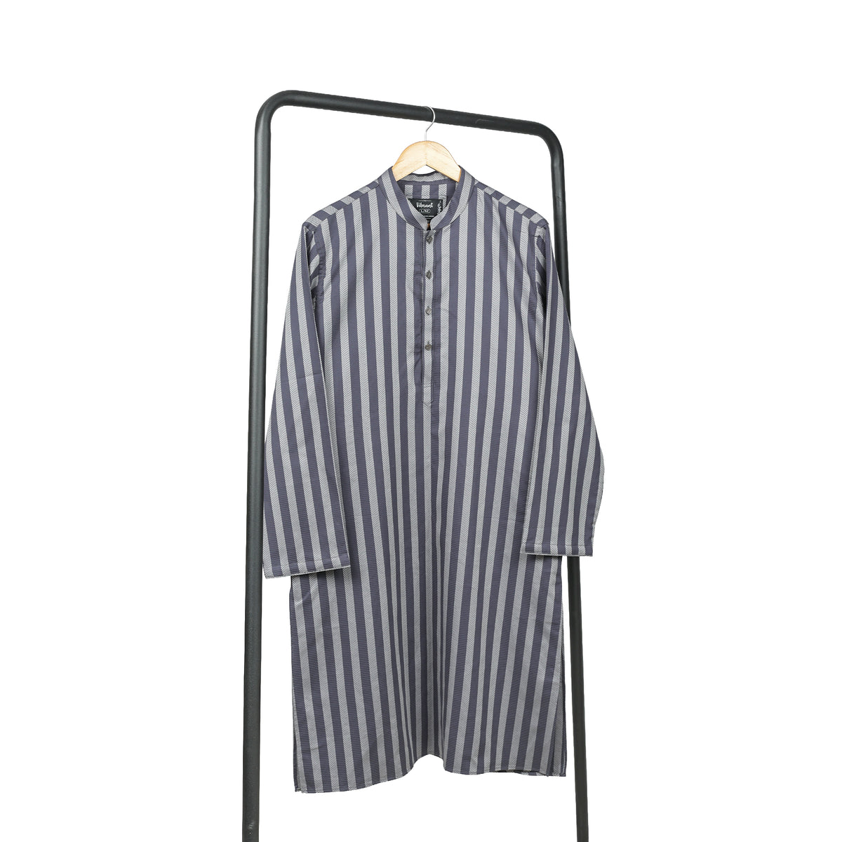VIBRANT MEN'S SIVER GREY JACQUARD STRIPED COTTON PANJABI - Vibrantbd.com