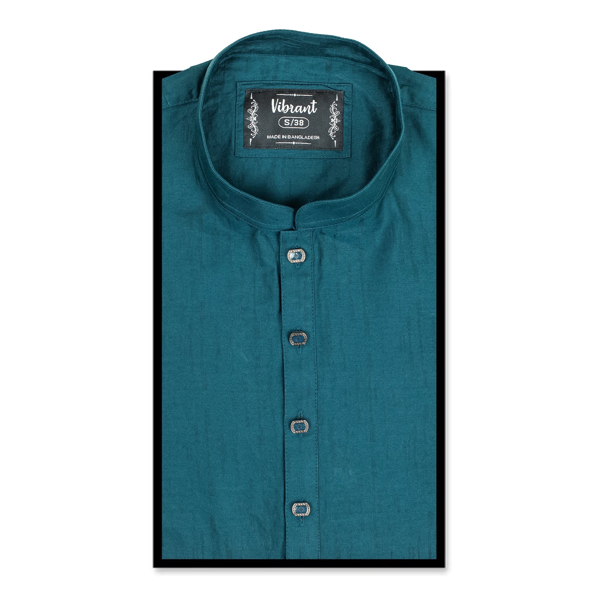 Vibrant Men's Teal Blue Cotton Panjabi – Elegant & Comfortable - Vibrantbd.com