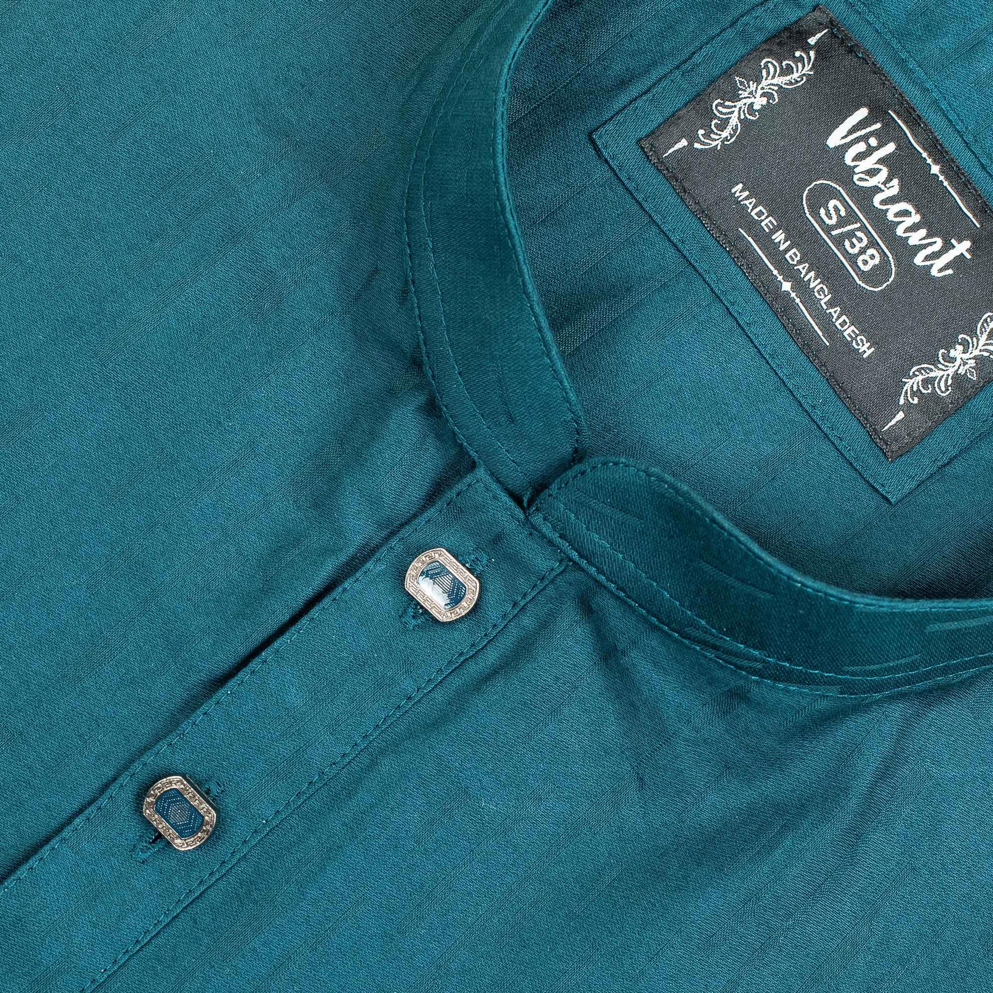 Vibrant Men's Teal Blue Cotton Panjabi – Elegant & Comfortable - Vibrantbd.com