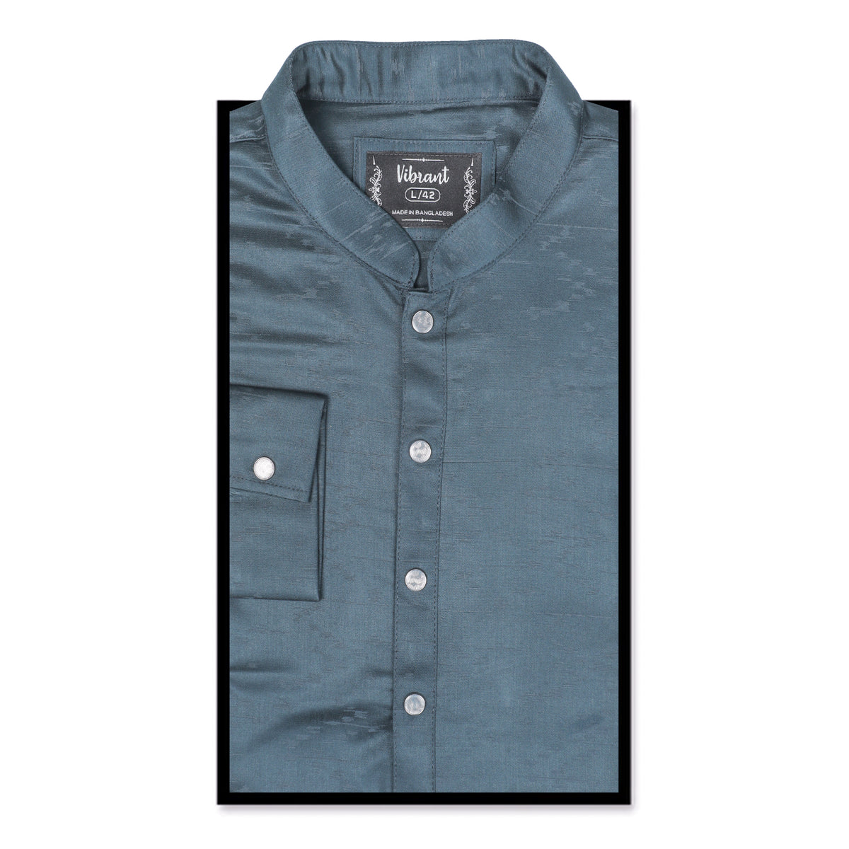 VIBRANT MEN'S TEAL BLUE JACQUARD PRINT COTTON PANJABI - Vibrantbd.com