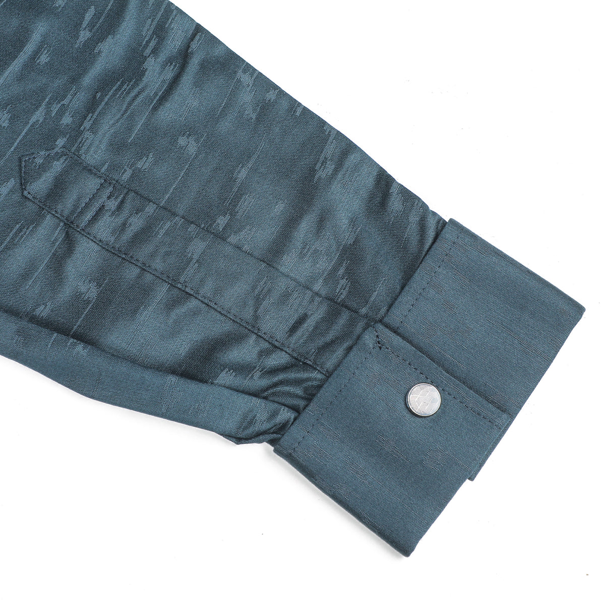 VIBRANT MEN'S TEAL BLUE JACQUARD PRINT COTTON PANJABI - Vibrantbd.com