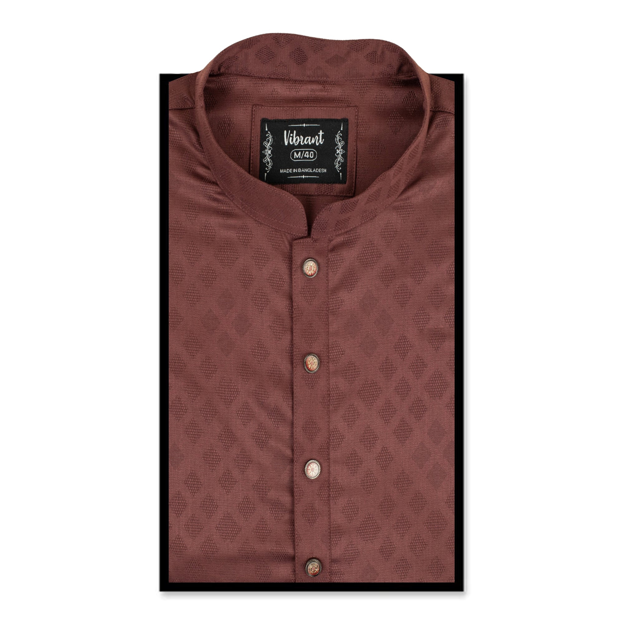 VIBRANT BROWN COTTON PANJABI WITH JAQUARD PRINT - Vibrantbd.com