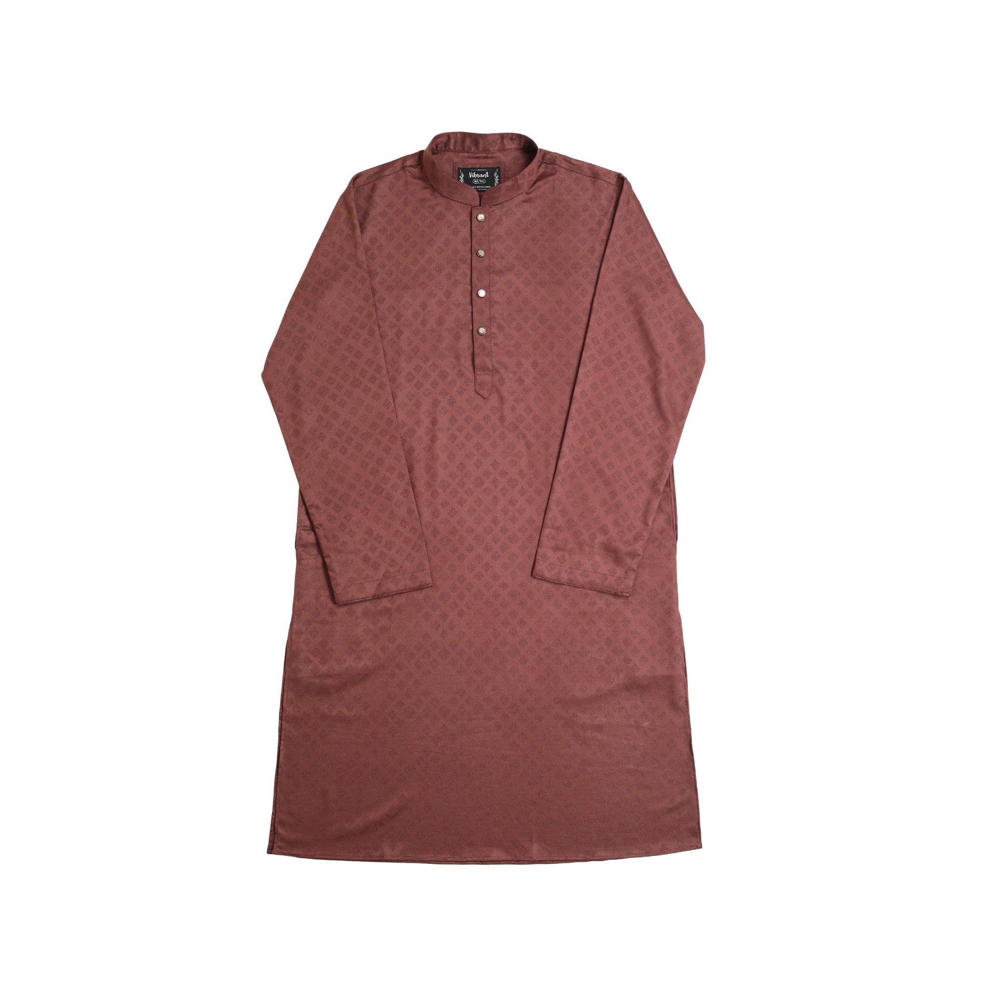 VIBRANT BROWN BLENDED COTTON PANJABI WITH JAQUARD PRINT - Vibrantbd.com