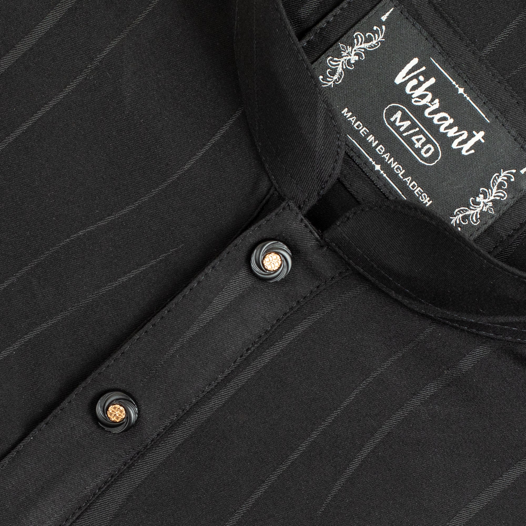 VIBRANT BLACK BLENDED COTTON PANJABI WITH JAQUARD PRINT - Vibrantbd.com