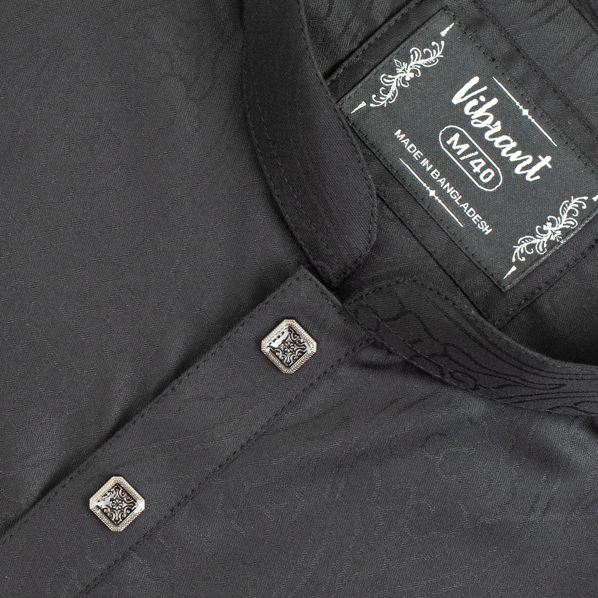 VIBRANT BLACK BLENDED COTTON PANJABI WITH JACQUARD PRINT - Vibrantbd.com