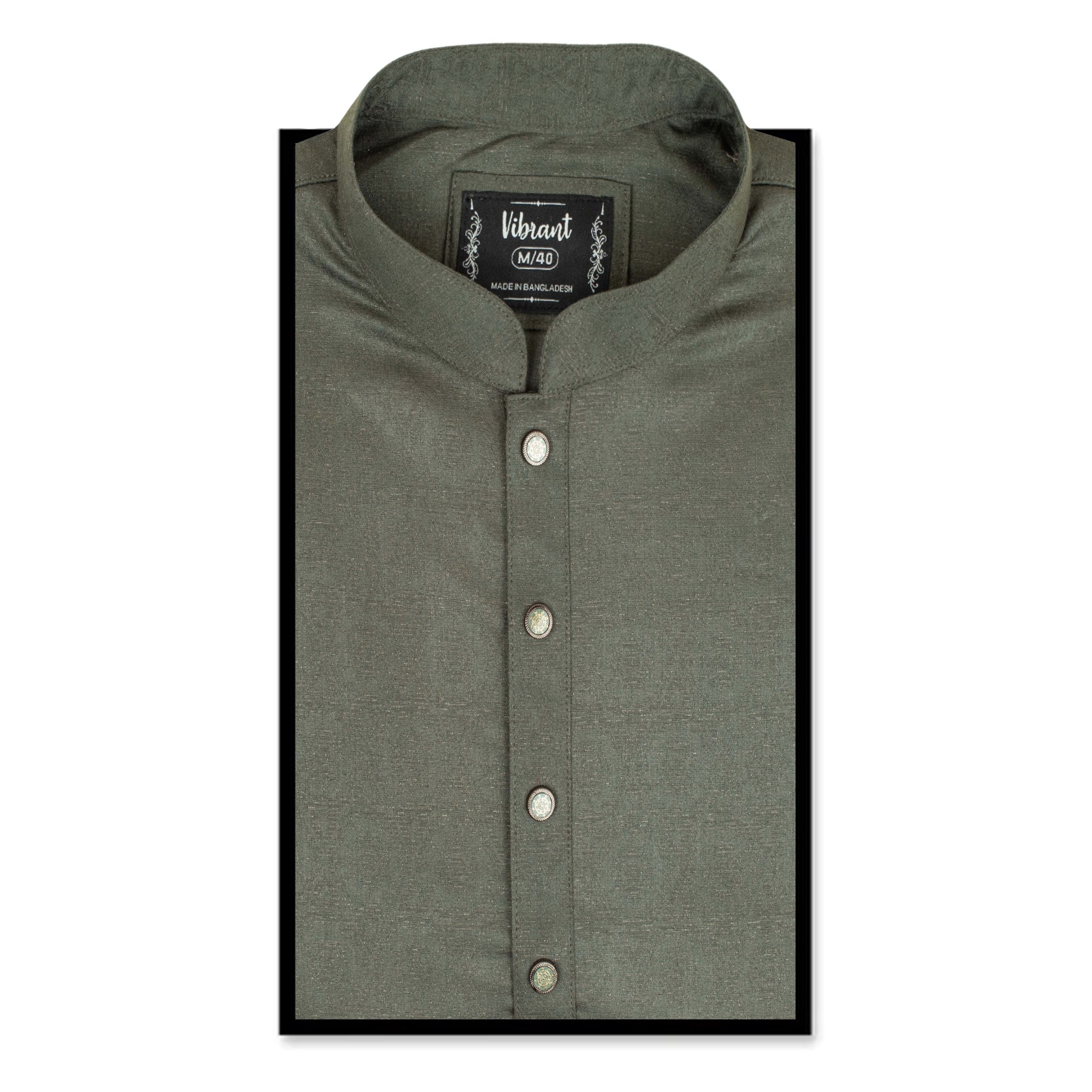 VIBRANT OLIVE BLENDED COTTON PANJABI WITH JACQUARD PRINT - Vibrantbd.com