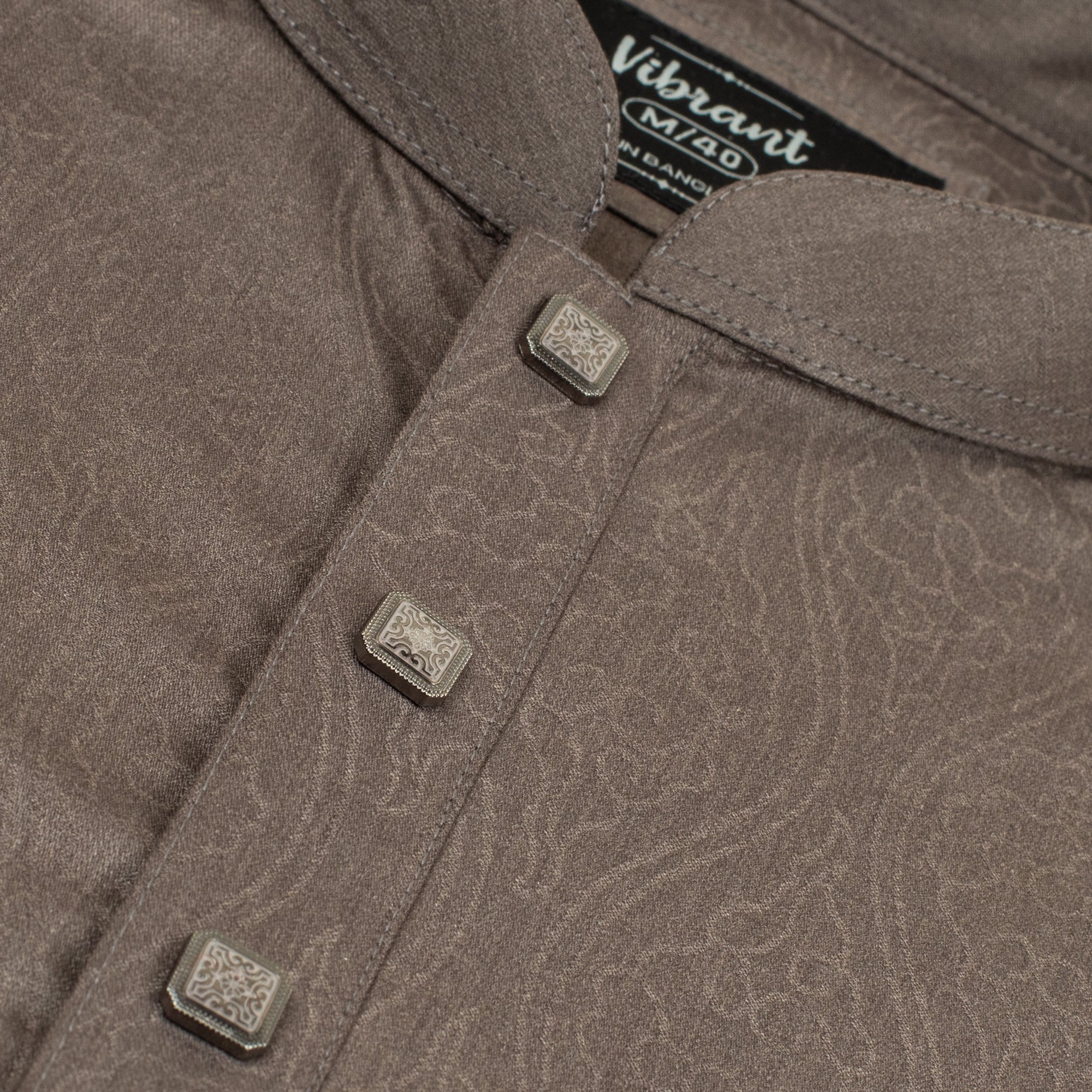 VIBRAN CHARCOAL BROWN BLENDED COTTON PANJABI WITH JACQUARD PRINT - Vibrantbd.com