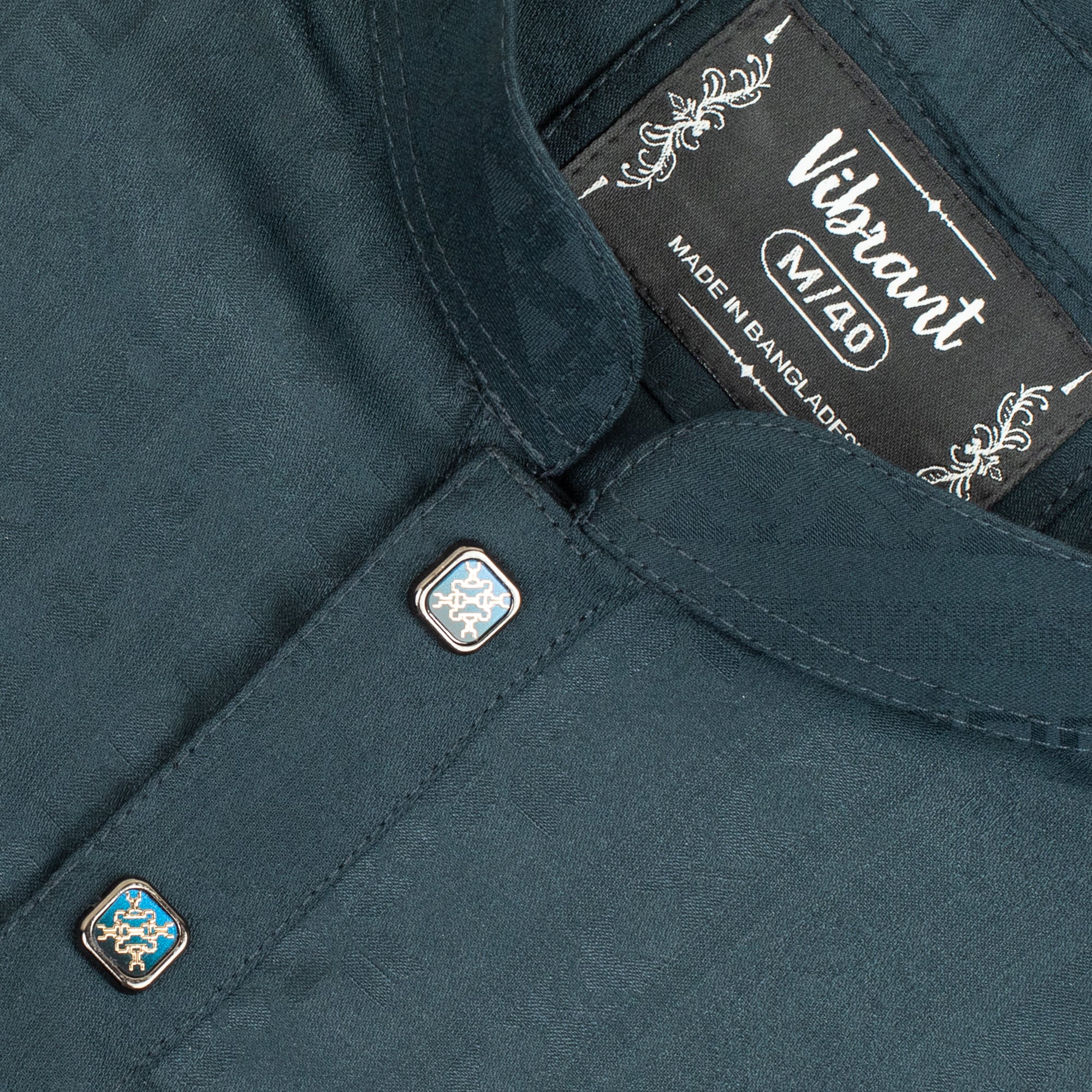 VIBRAN TEAL BLUE BLENDED COTTON PANJABI WITH JACQUARD PRINT - Vibrantbd.com