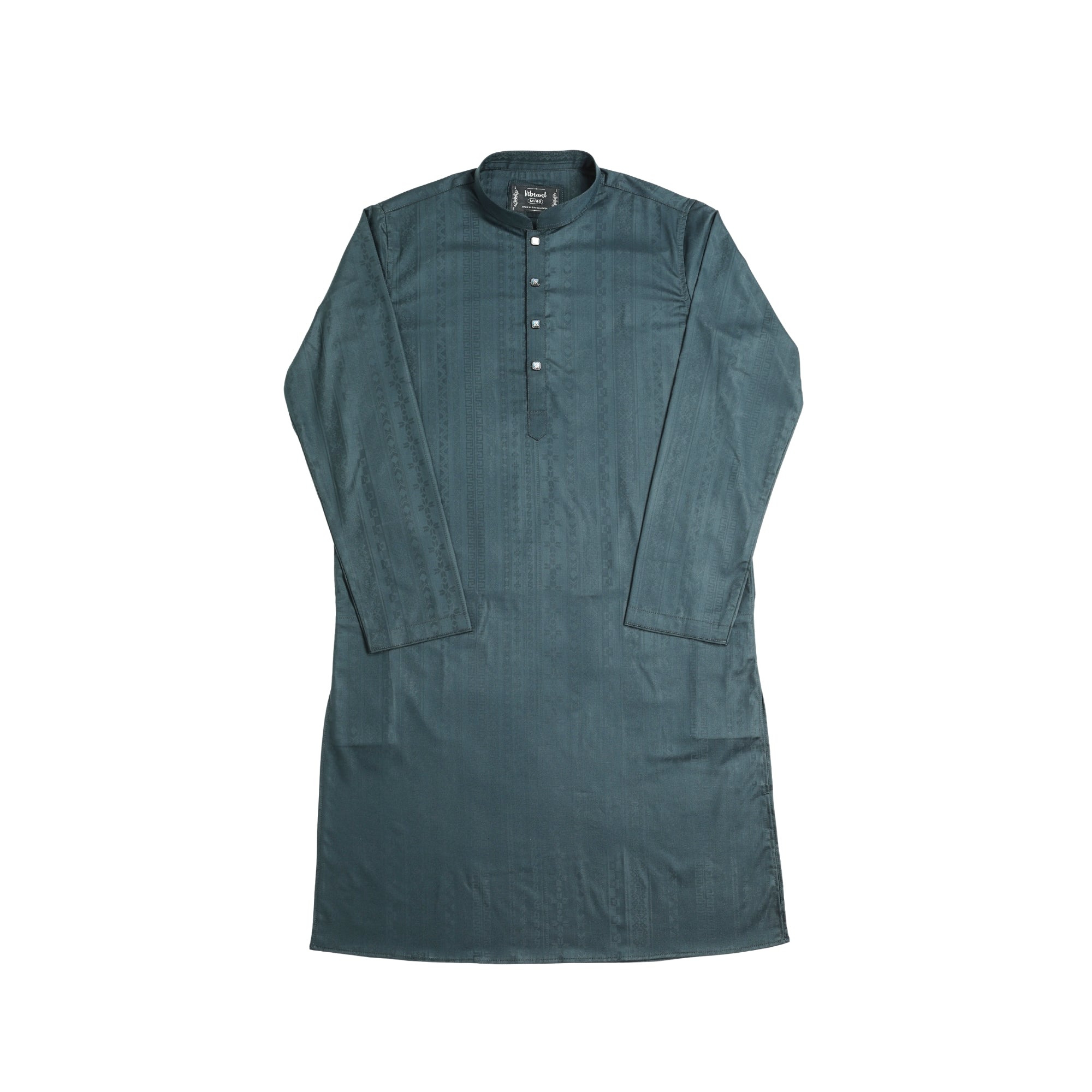 VIBRANT TEAL BLUE BLENDED COTTON PANJABI WITH JACQUARD PRINT - Vibrantbd.com