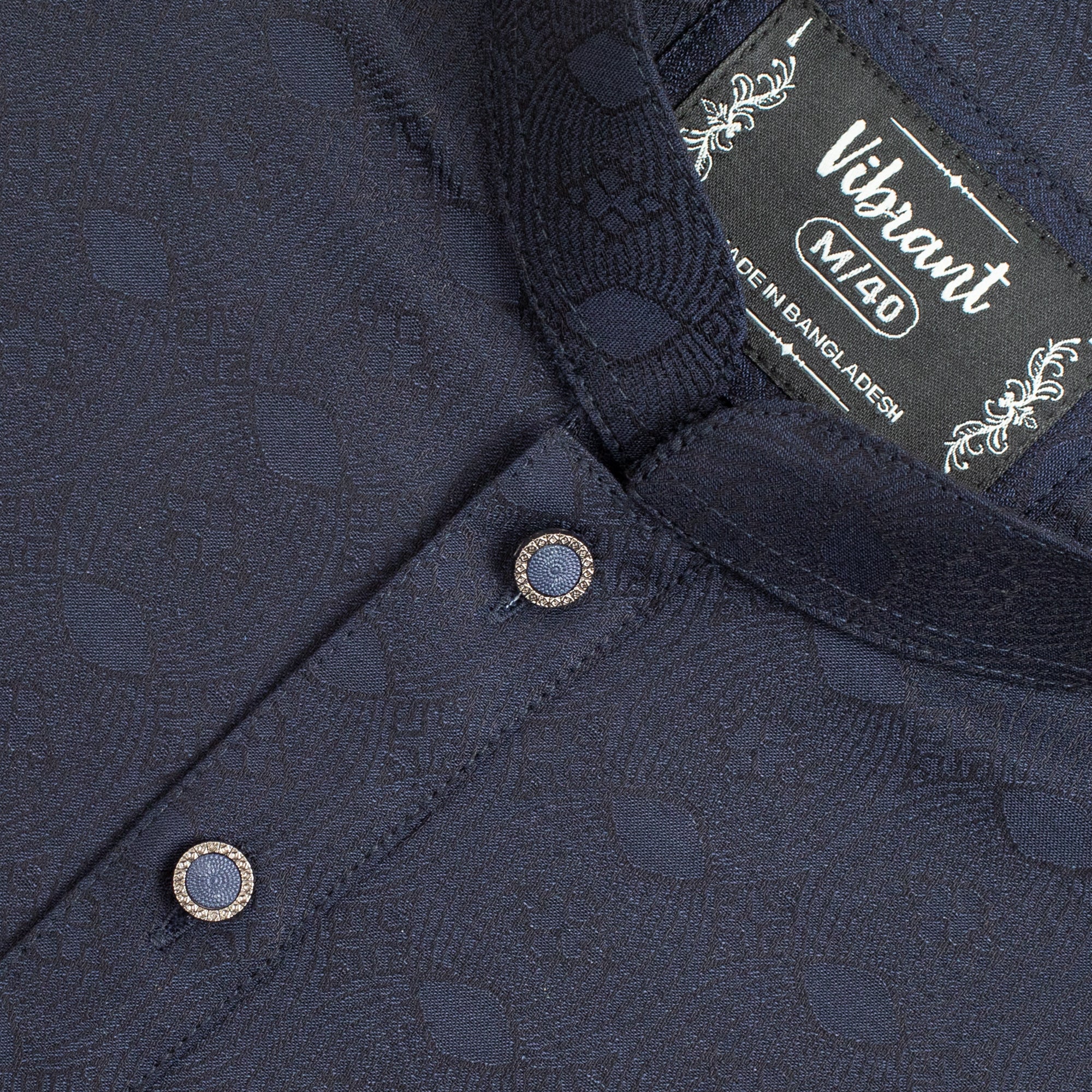 VIBRAN NAVY BLUE COTTON PANJABI WITH JACQUARD PRINT - Vibrantbd.com