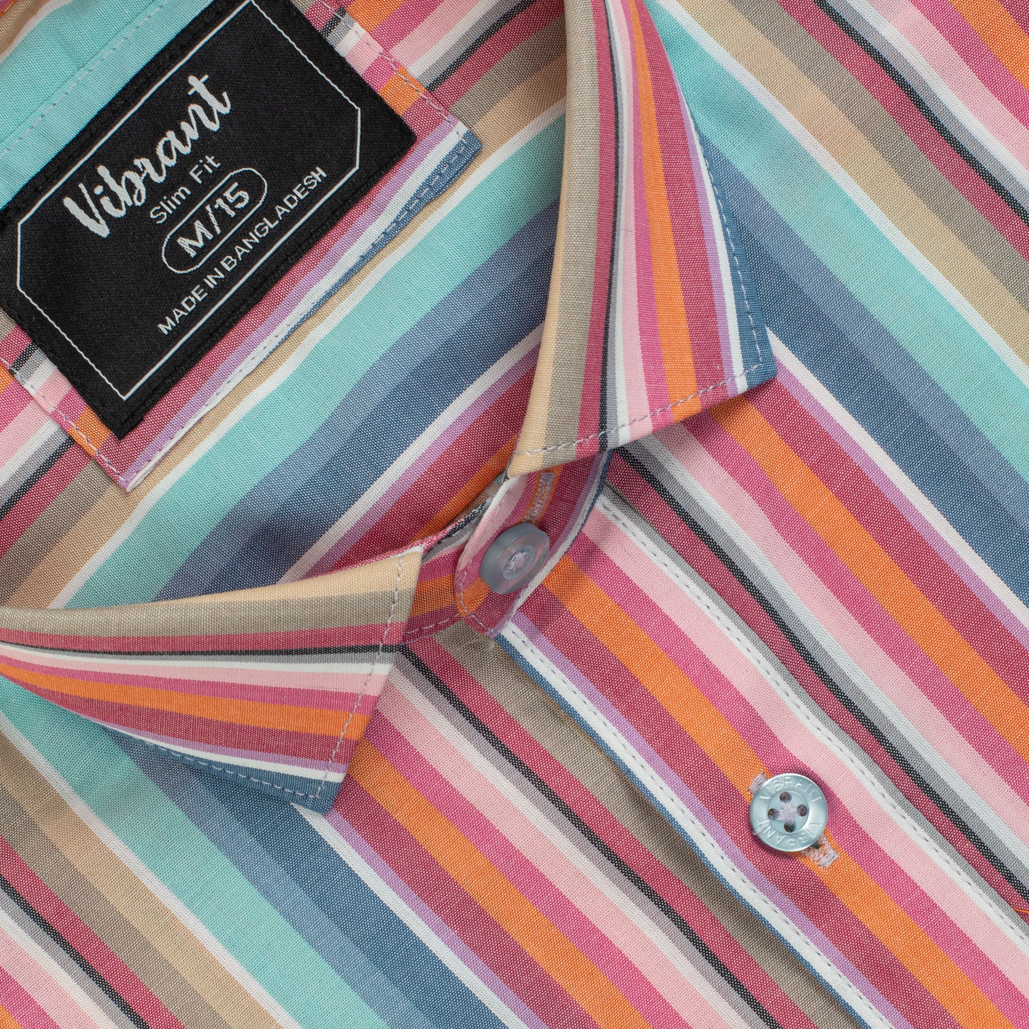 MULTI COLOR STRIPED MEN HALF SLEEVE SHIRT - Vibrantbd.com