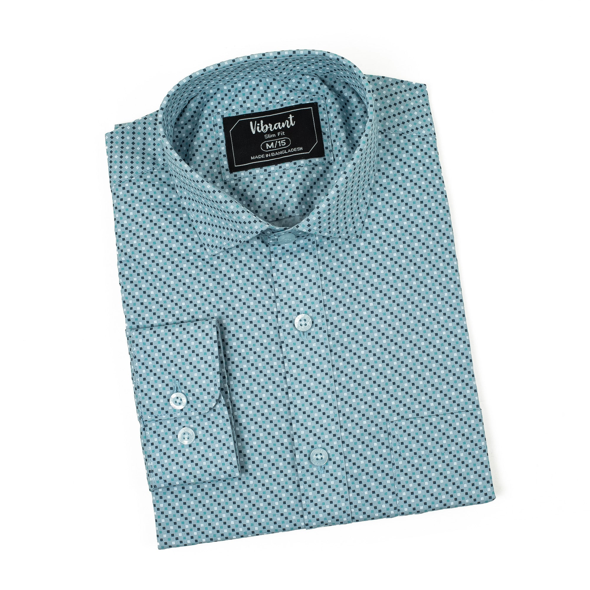 Men's Full Sleeve Cotton Printed Shirt in Sky Blue | Vibrant® Slim Fit Formal Casual Wear - Vibrantbd.com