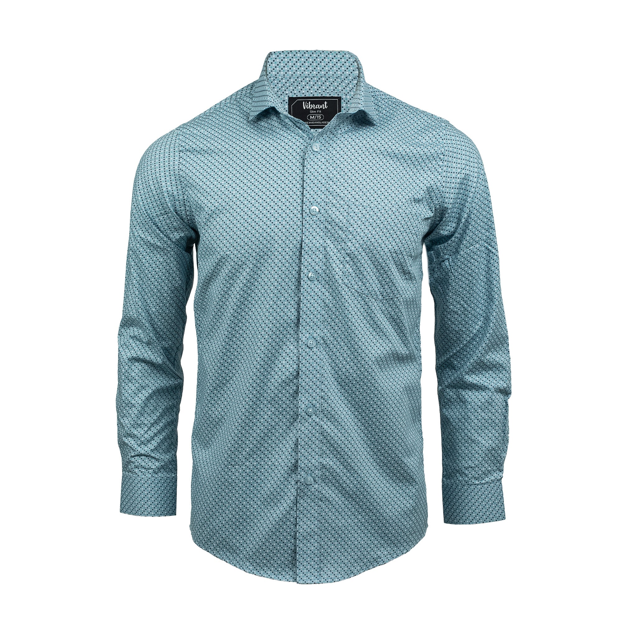 Men's Full Sleeve Cotton Printed Shirt in Sky Blue | Vibrant® Slim Fit Formal Casual Wear - Vibrantbd.com