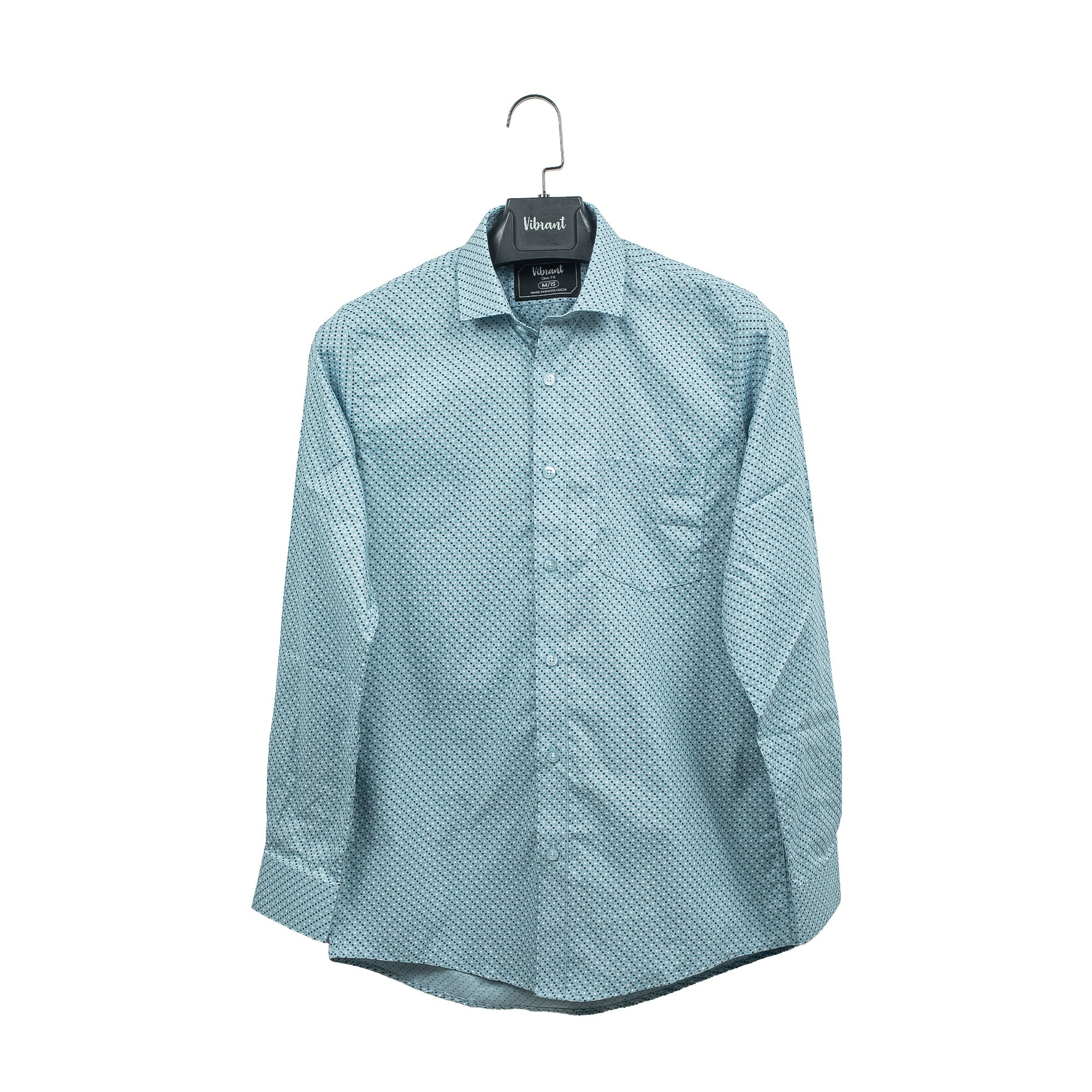 Men's Full Sleeve Cotton Printed Shirt in Sky Blue | Vibrant® Slim Fit Formal Casual Wear - Vibrantbd.com