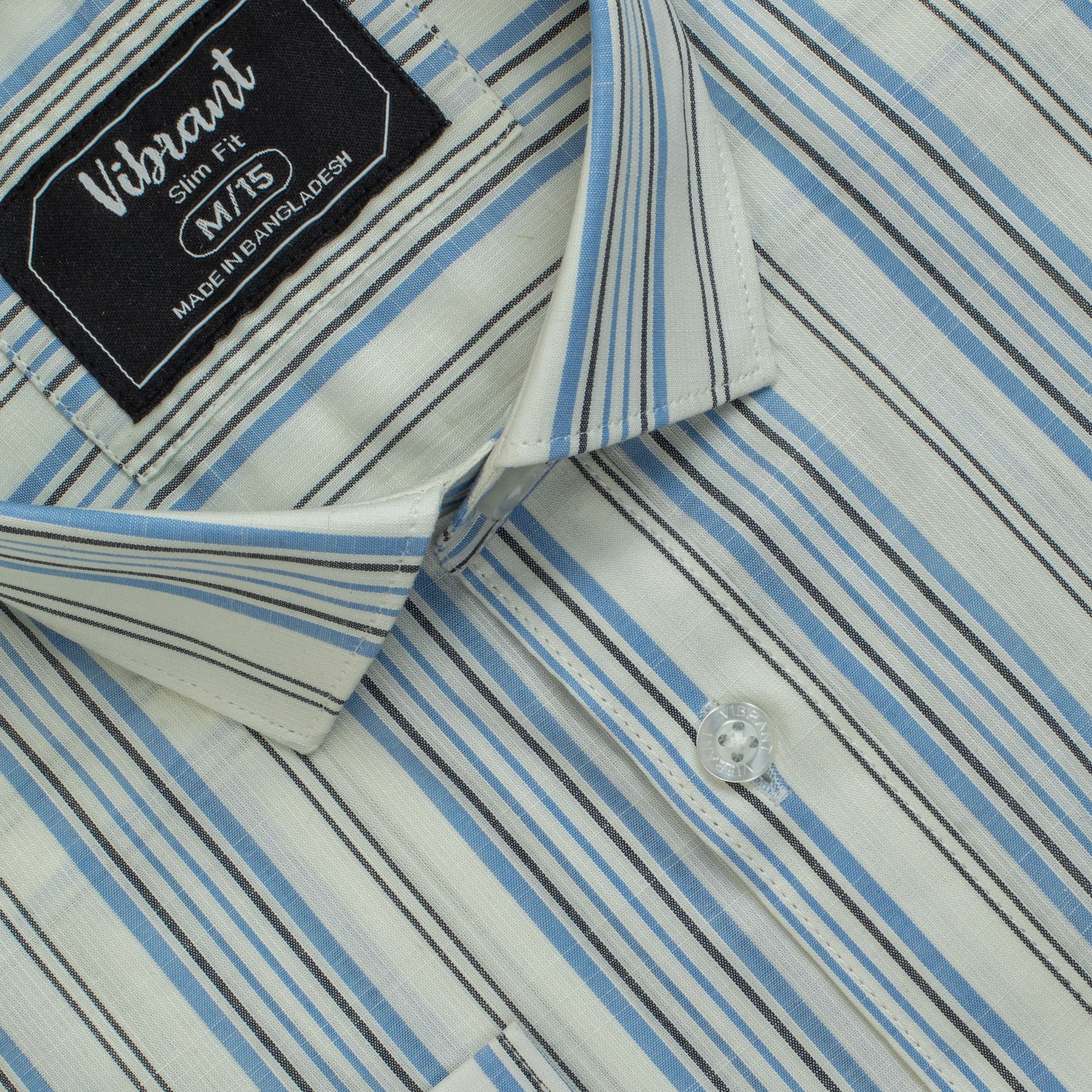 WHITE & BLUE COLOR STRIPED MEN FULL SLEEVE SHIRT - Vibrantbd.com