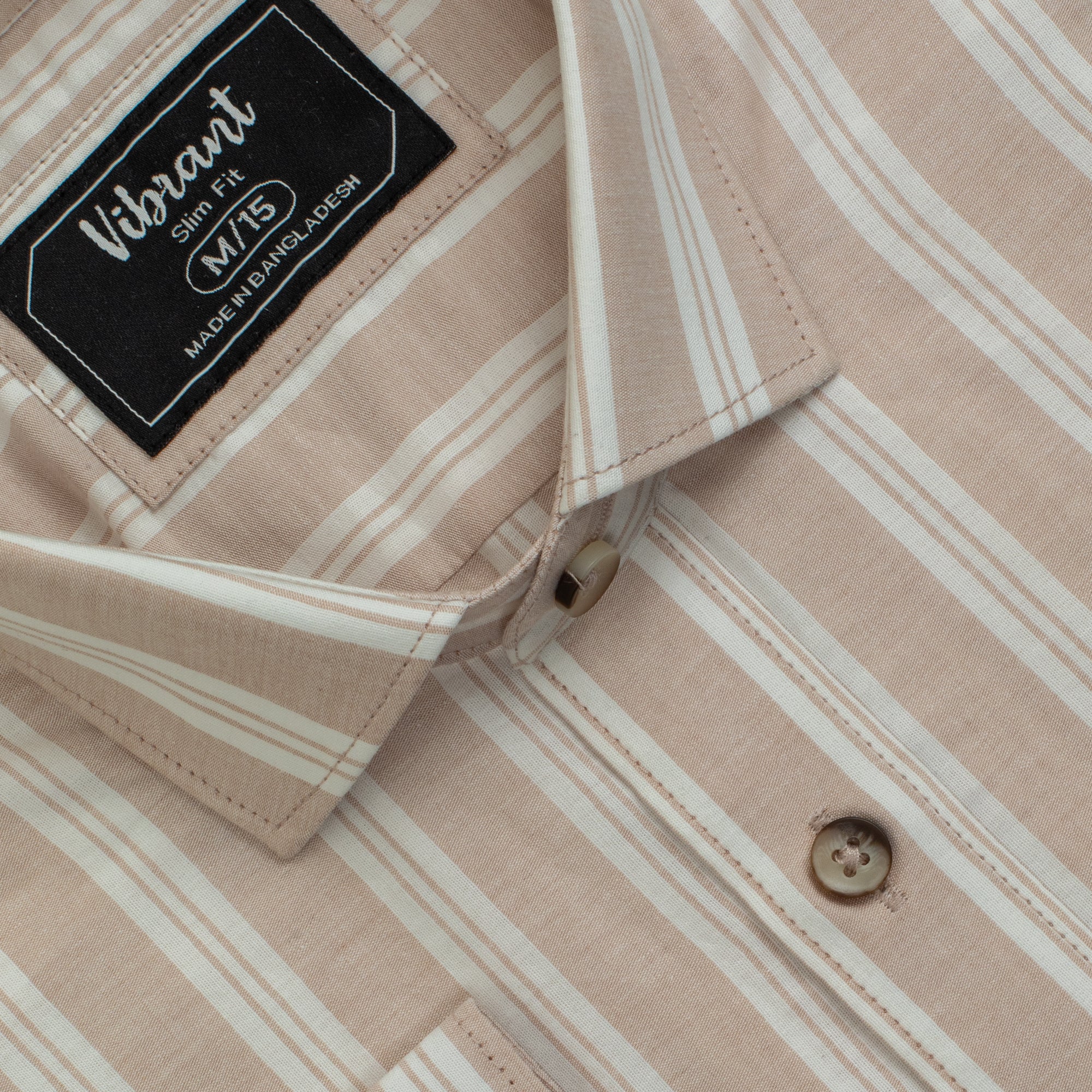 BEIGE & WHITE COLOR STRIPED MEN FULL SLEEVE SHIRT - Vibrantbd.com