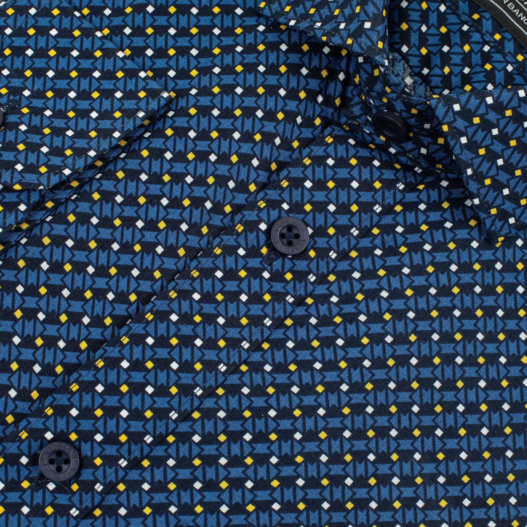 Men's Full Sleeve Cotton Printed Shirt in Navy Blue | Vibrant® Slim Fit Formal Casual Wear - Vibrantbd.com