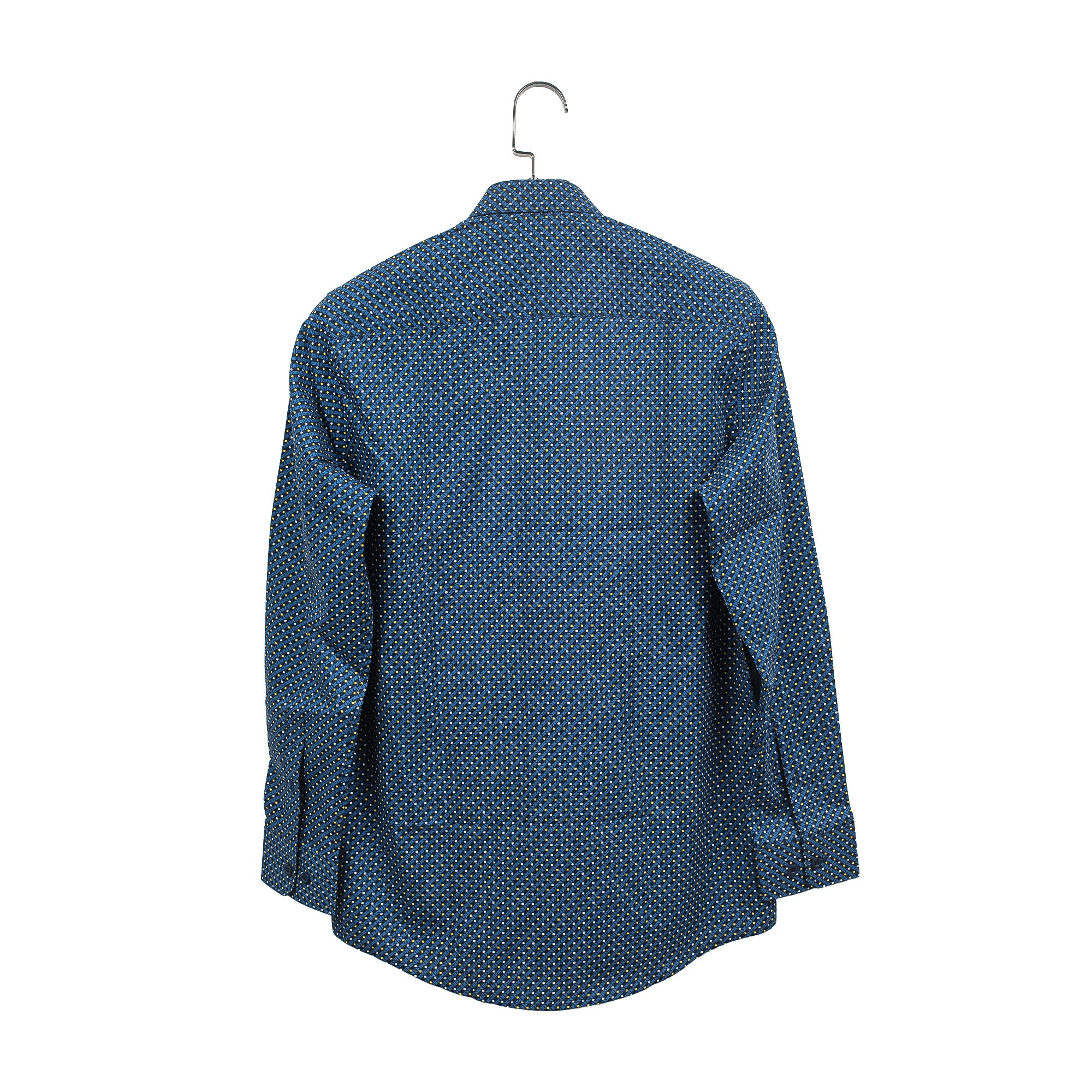 Men's Full Sleeve Cotton Printed Shirt in Navy Blue | Vibrant® Slim Fit Formal Casual Wear - Vibrantbd.com