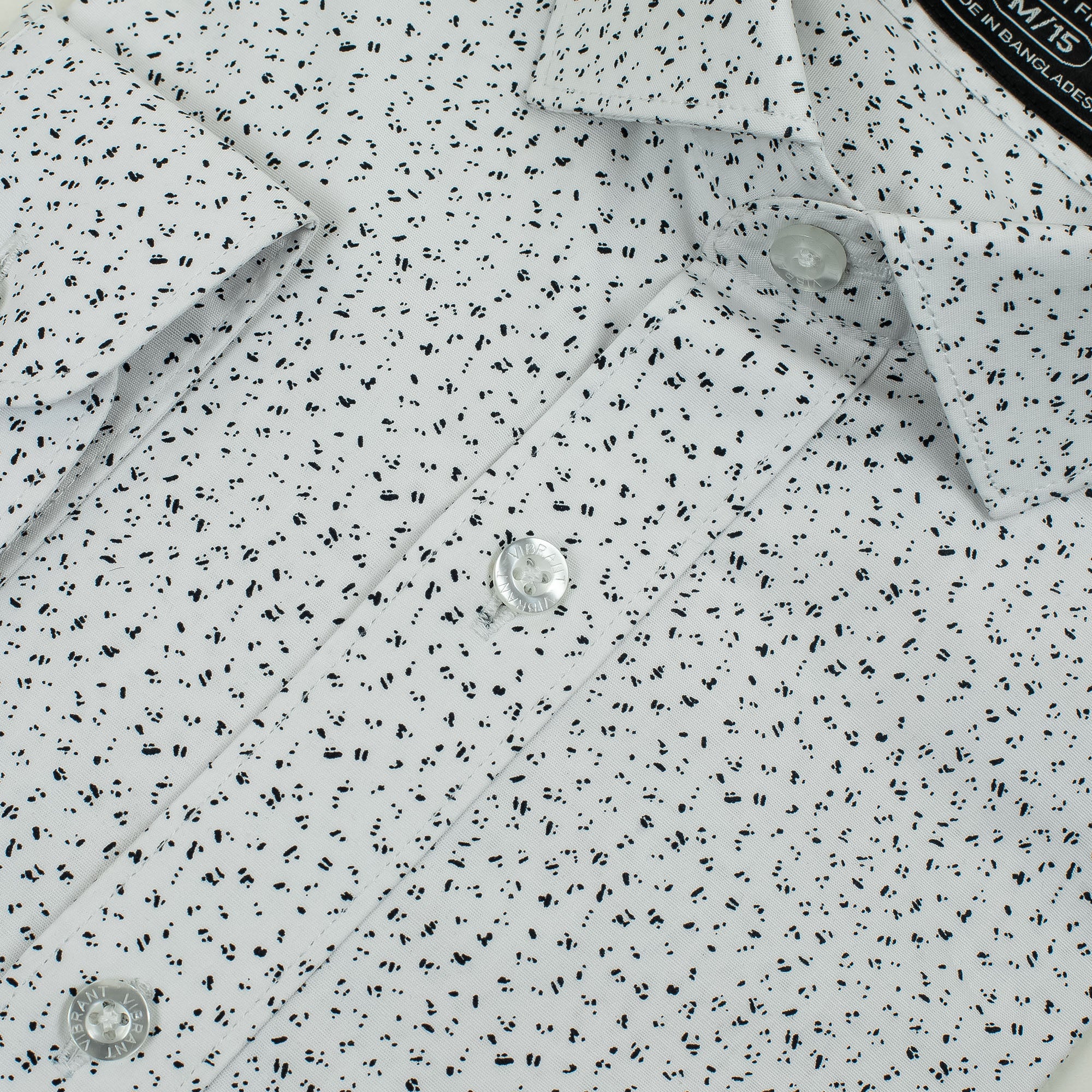 Men's Full Sleeve Slim Fit Cotton Printed Shirt | Vibrant® White Casual Formal Shirt - Vibrantbd.com