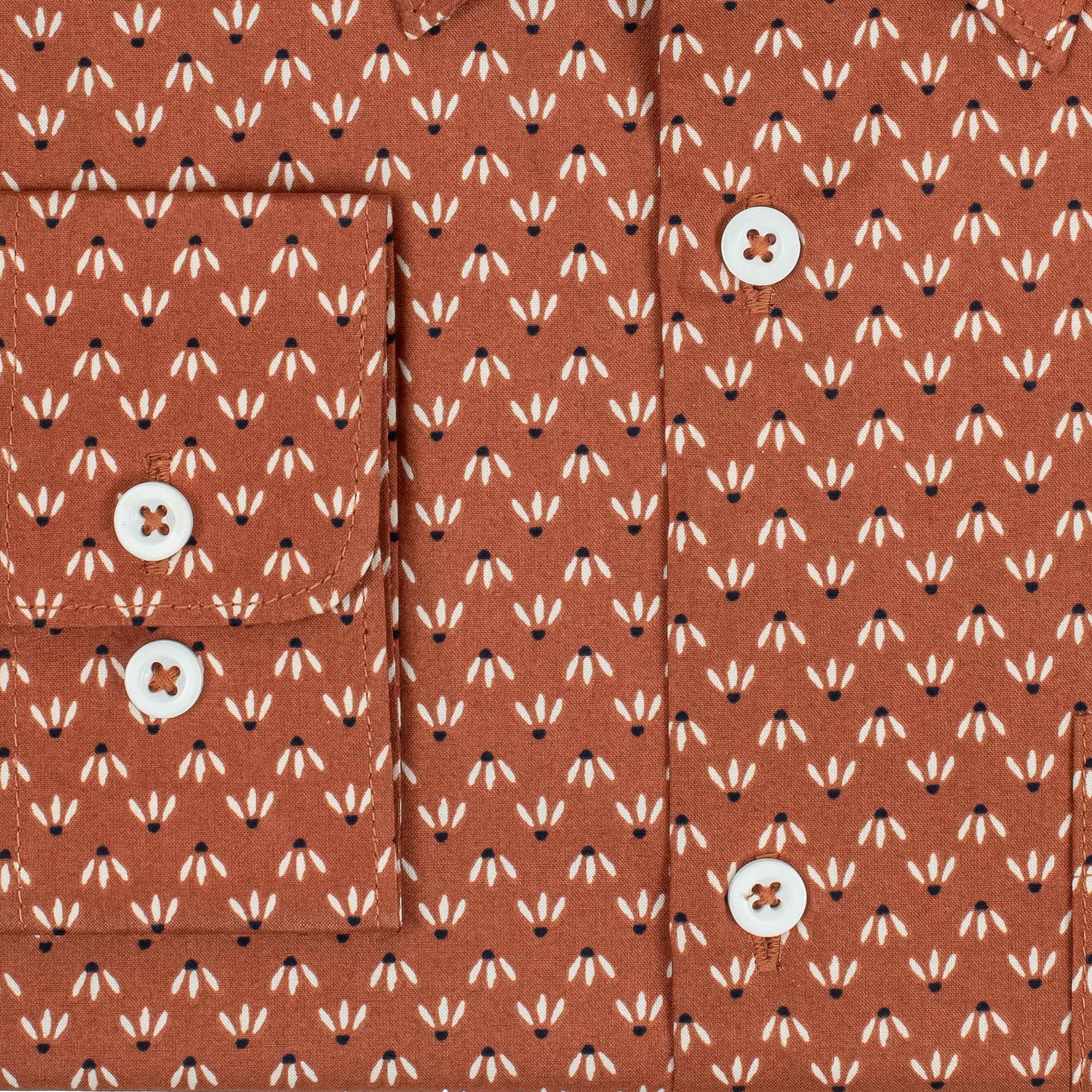 Vibrant Men's Brown Cotton Full Sleeve Shirt - Stylish Slim Fit with Subtle Print - Vibrantbd.com