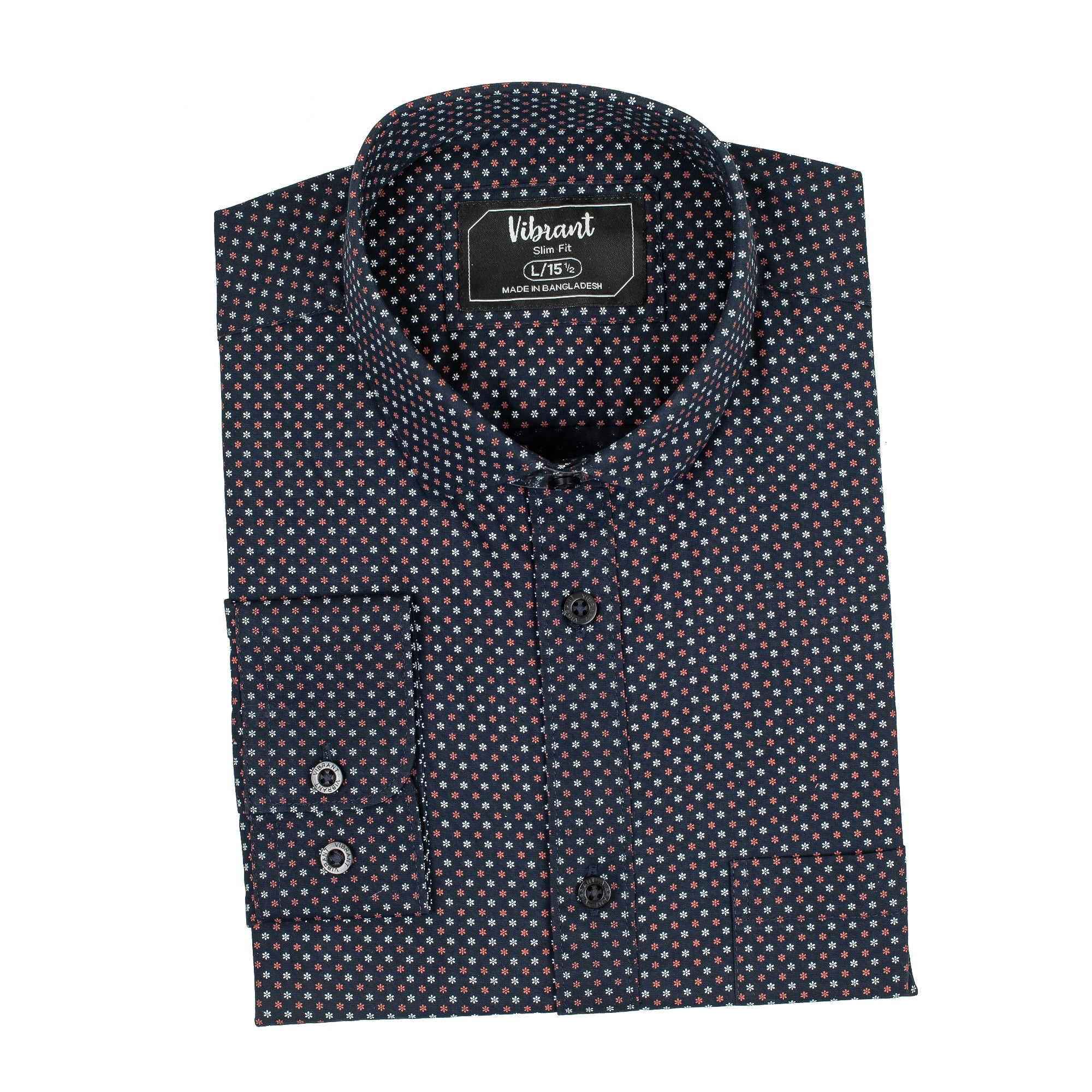 Vibrant Men's Black Cotton Full Sleeve Shirt - Stylish Slim Fit with Subtle Print