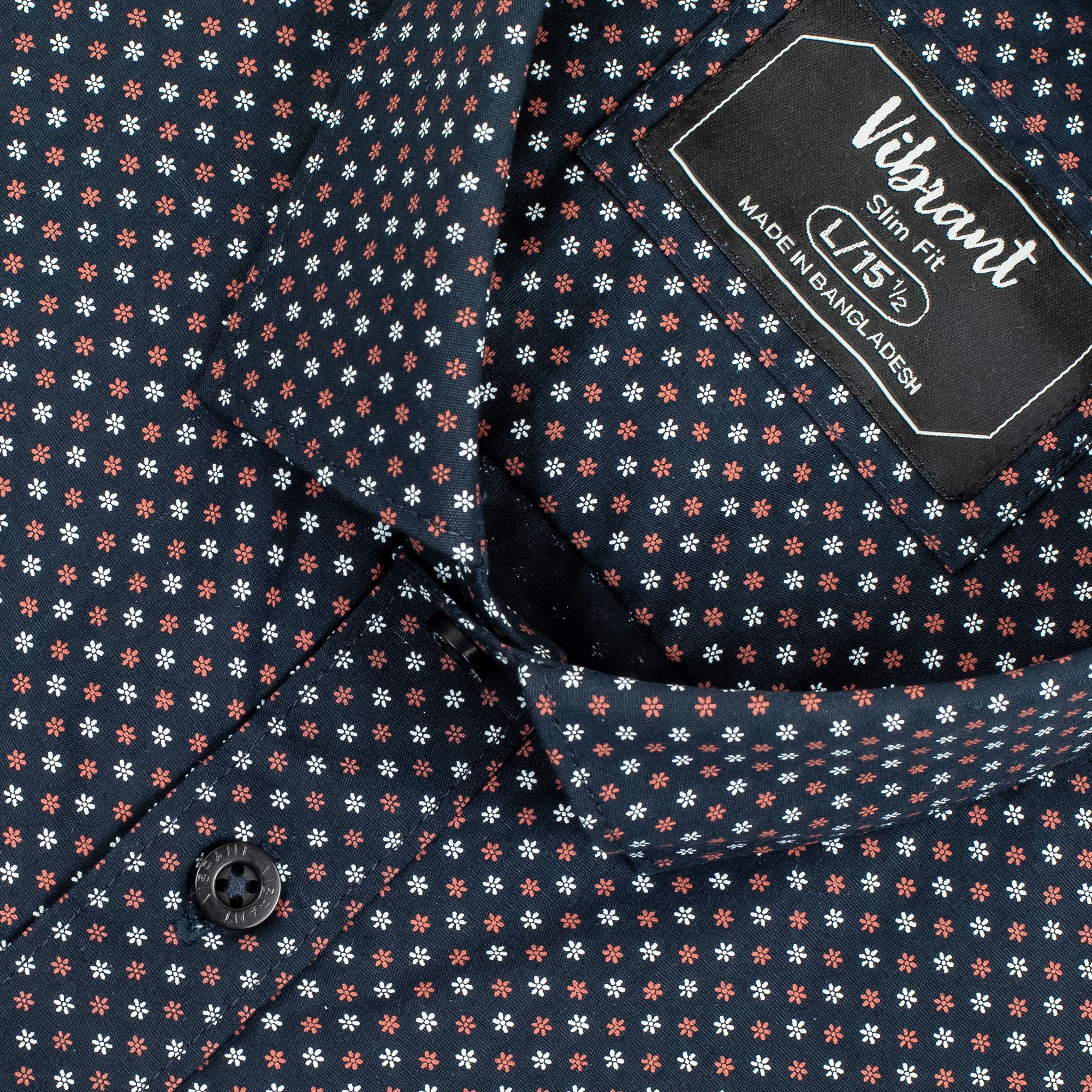 Vibrant Men's Black Cotton Full Sleeve Shirt - Stylish Slim Fit with Subtle Print - Vibrantbd.com