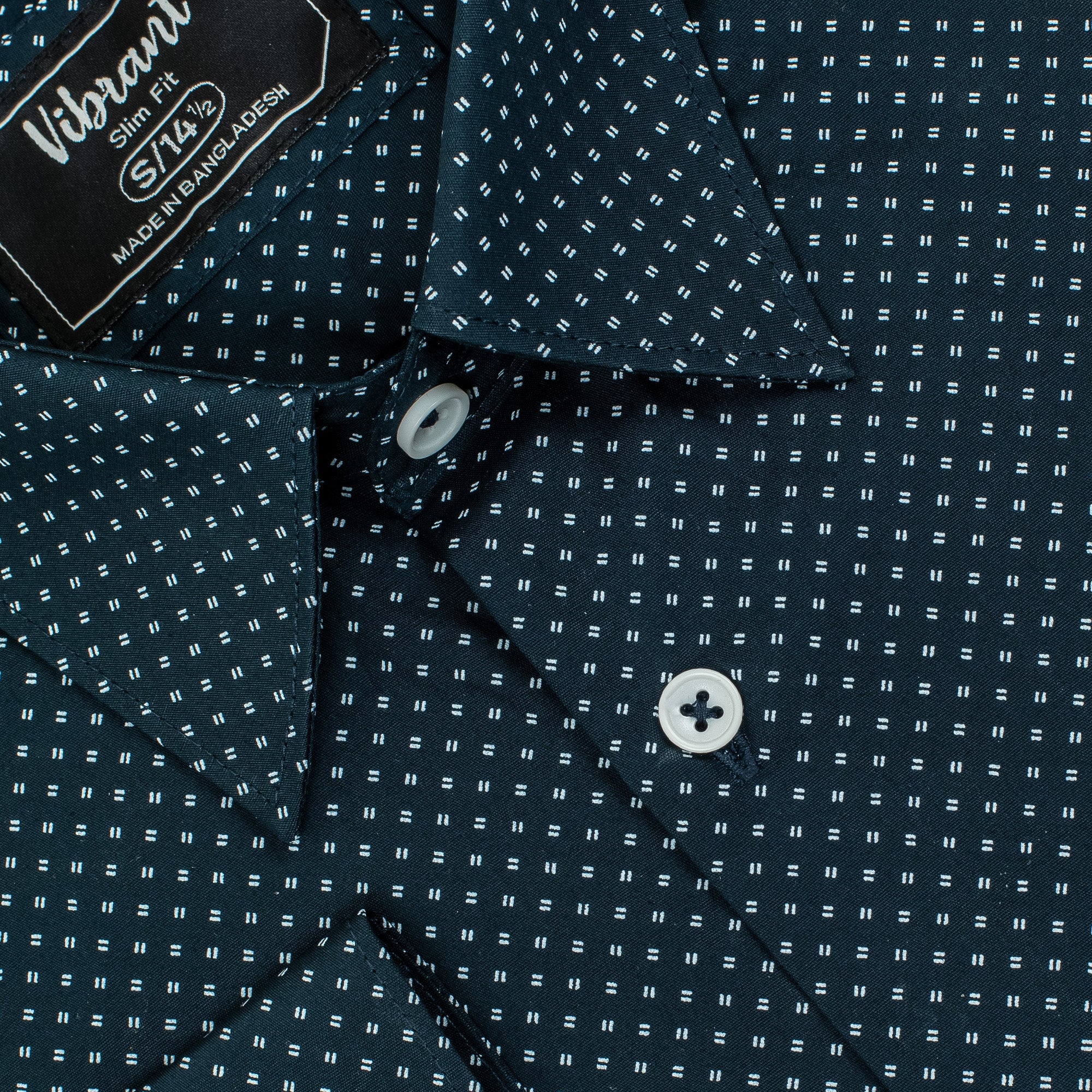 Vibrant Men's Black Cotton Full Sleeve Shirt - Stylish Slim Fit with Subtle Print - Vibrantbd.com