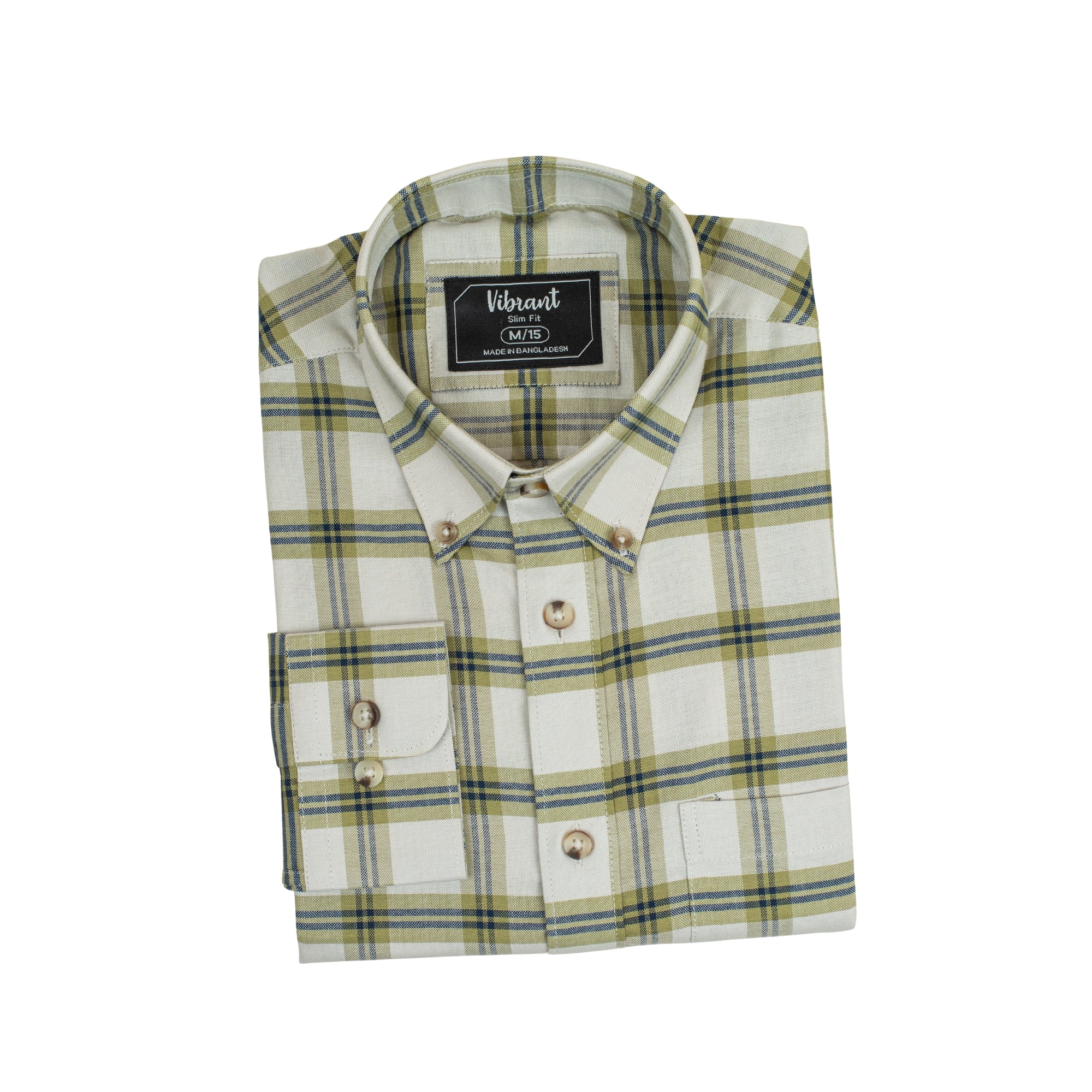 Vibrant Men's Checkered Pattern Cotton Full Sleeve Shirt - Vibrantbd.com