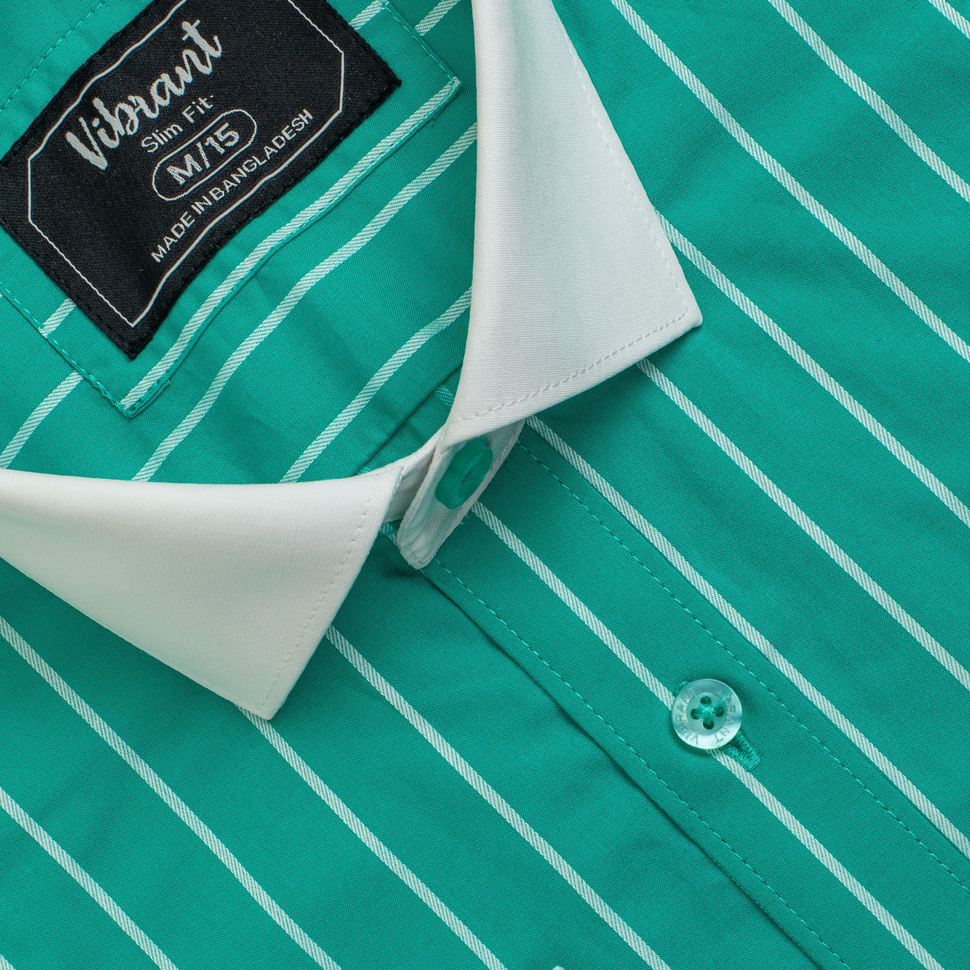 SEA GREEN COLOR STRIPED MEN FULL SLEEVE FORMAL SHIRT - Vibrantbd.com