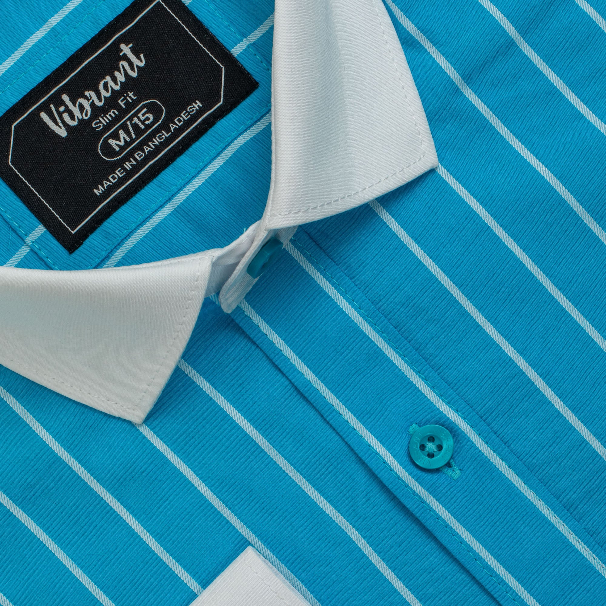 TURQUOISE BLUE COLOR STRIPED MEN FULL SLEEVE FORMAL SHIRT - Vibrantbd.com