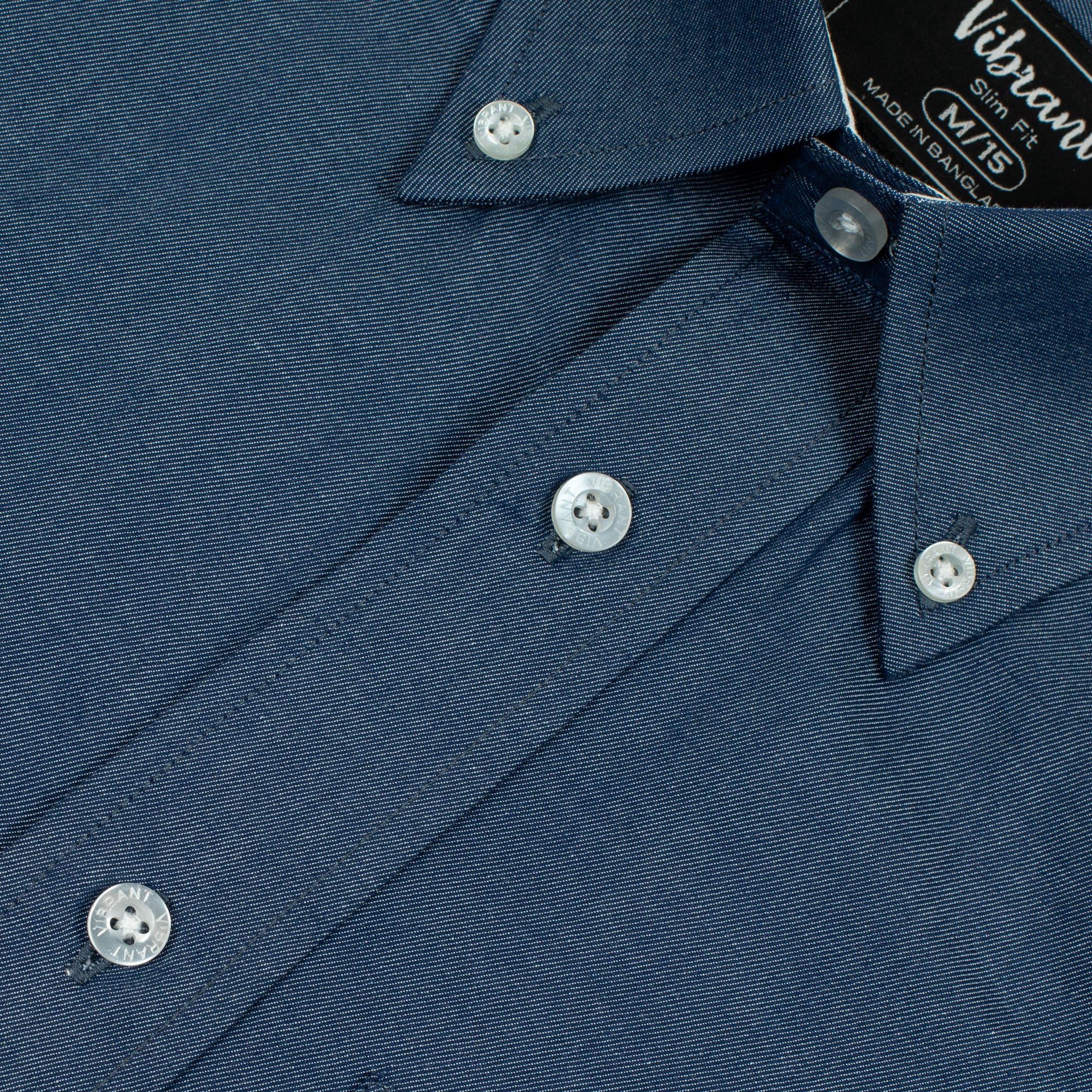 Men's Full Sleeve Cotton Shirt in Navy Blue | Vibrant® Slim Fit Casual Formal Wear - Vibrantbd.com