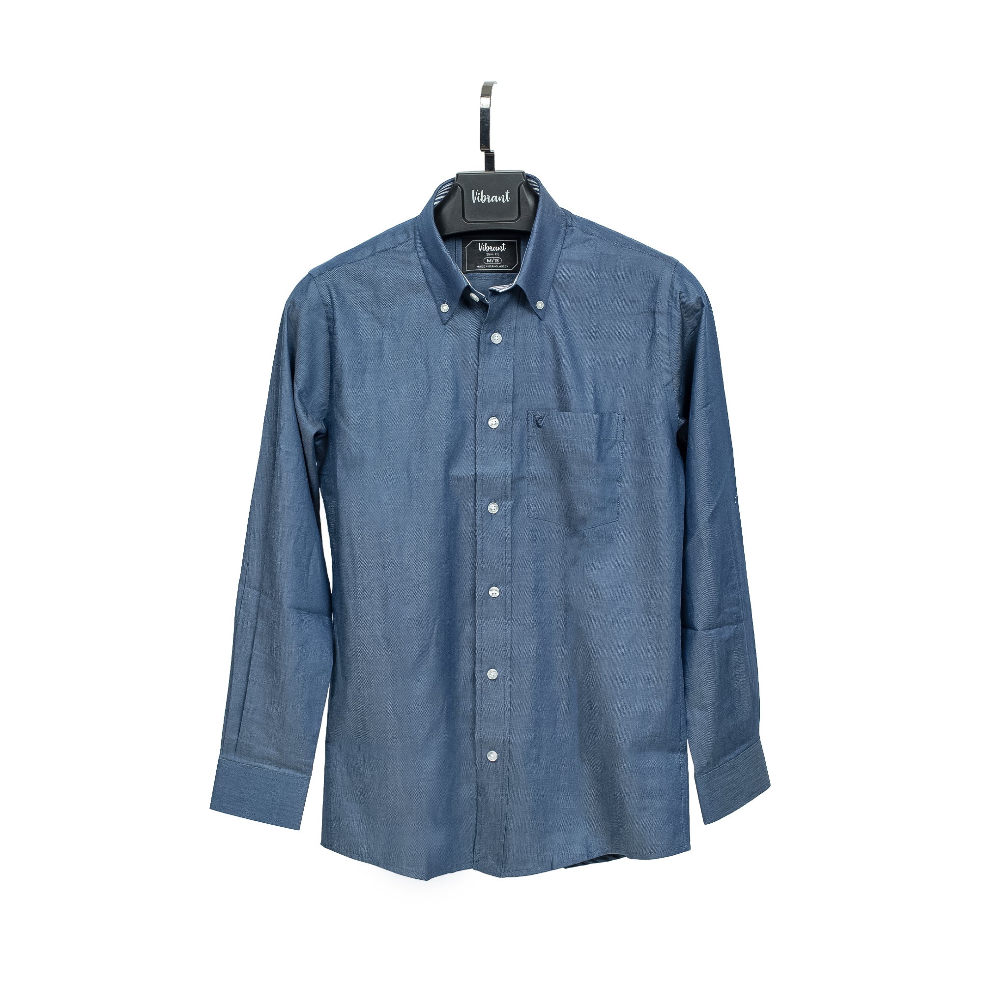 Men's Full Sleeve Cotton Shirt in Navy Blue | Vibrant® Slim Fit Casual Formal Wear - Vibrantbd.com