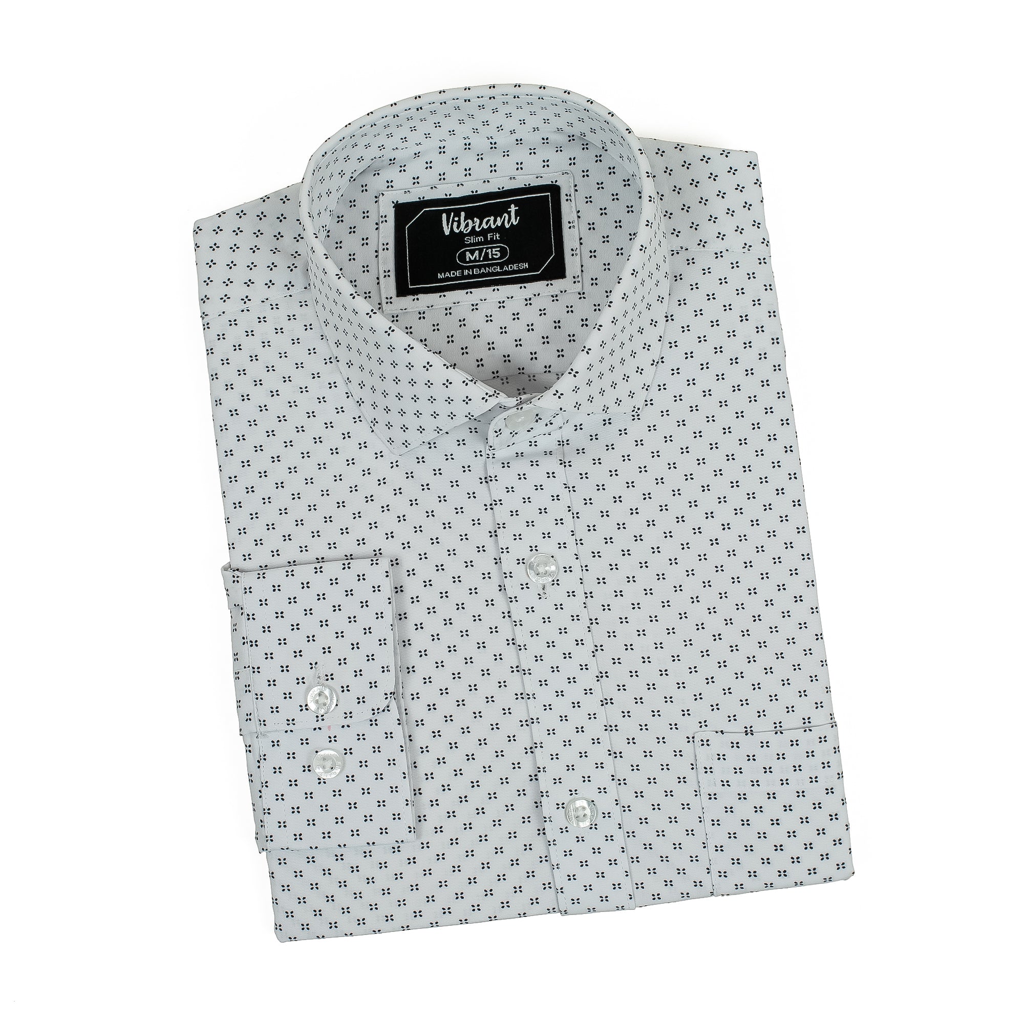 Vibrant Men's White Cotton Full Sleeve Printed Shirt - Premium Slim Fit for All-Day Comfort - Vibrantbd.com