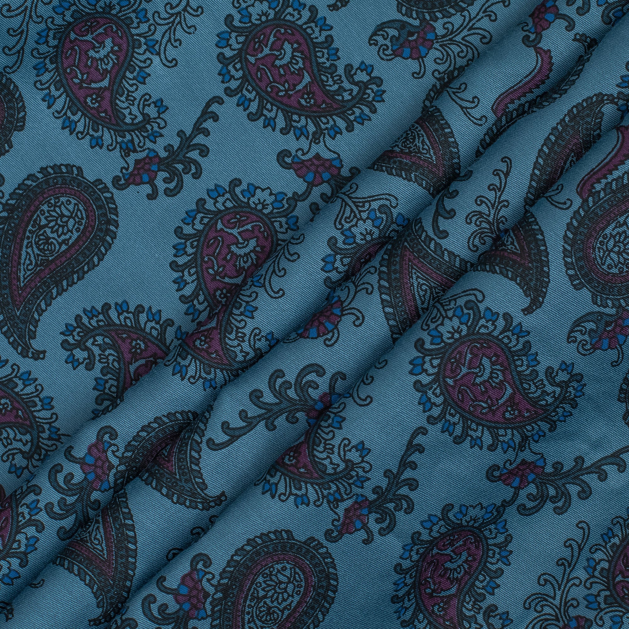 Vibrant Men's Blue Paisley Cotton Full Sleeve Shirt - Slim Fit Elegant Design - Vibrantbd.com