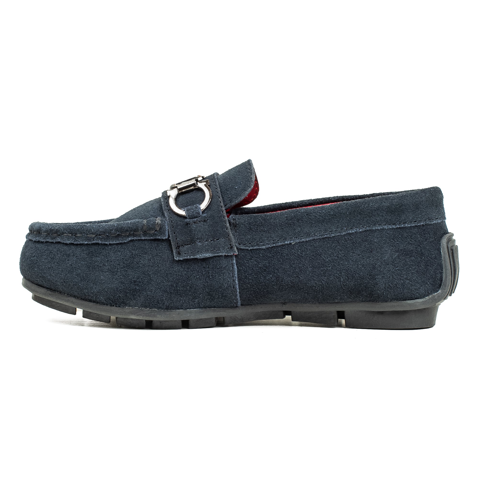 Vibrant Kids Navy Blue Nubuck Leather Moccasin Shoes with Cushioned Insole and Durable TPR Outsole - Vibrantbd.com