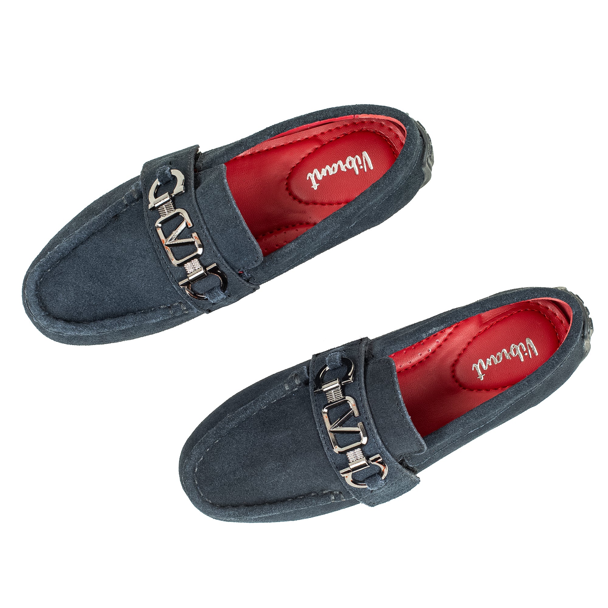 Vibrant Kids Navy Blue Nubuck Leather Moccasin Shoes with Cushioned Insole and Durable TPR Outsole - Vibrantbd.com