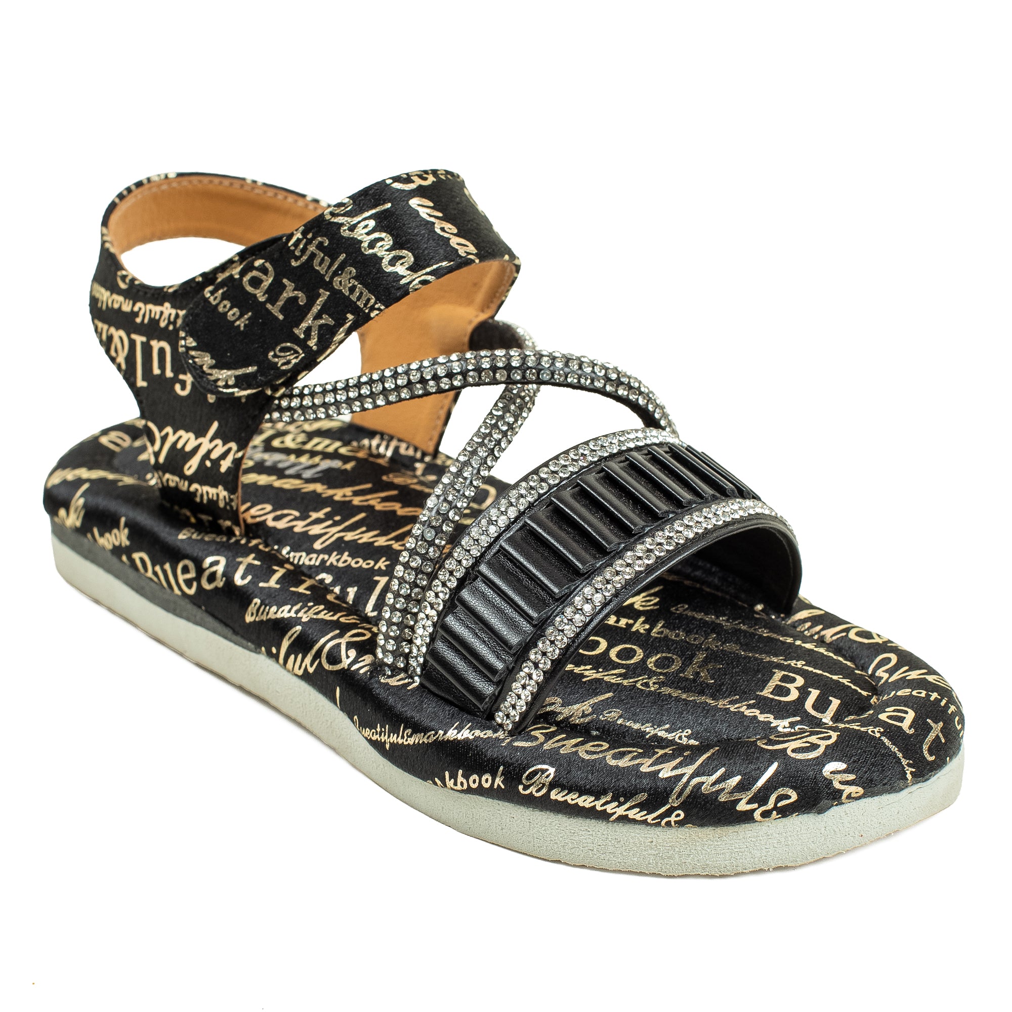 Vibrant Girls' Summer Black Sandals – Soft PU Leather Shoes with Cushioned Insole & EVA Sole - Vibrantbd.com