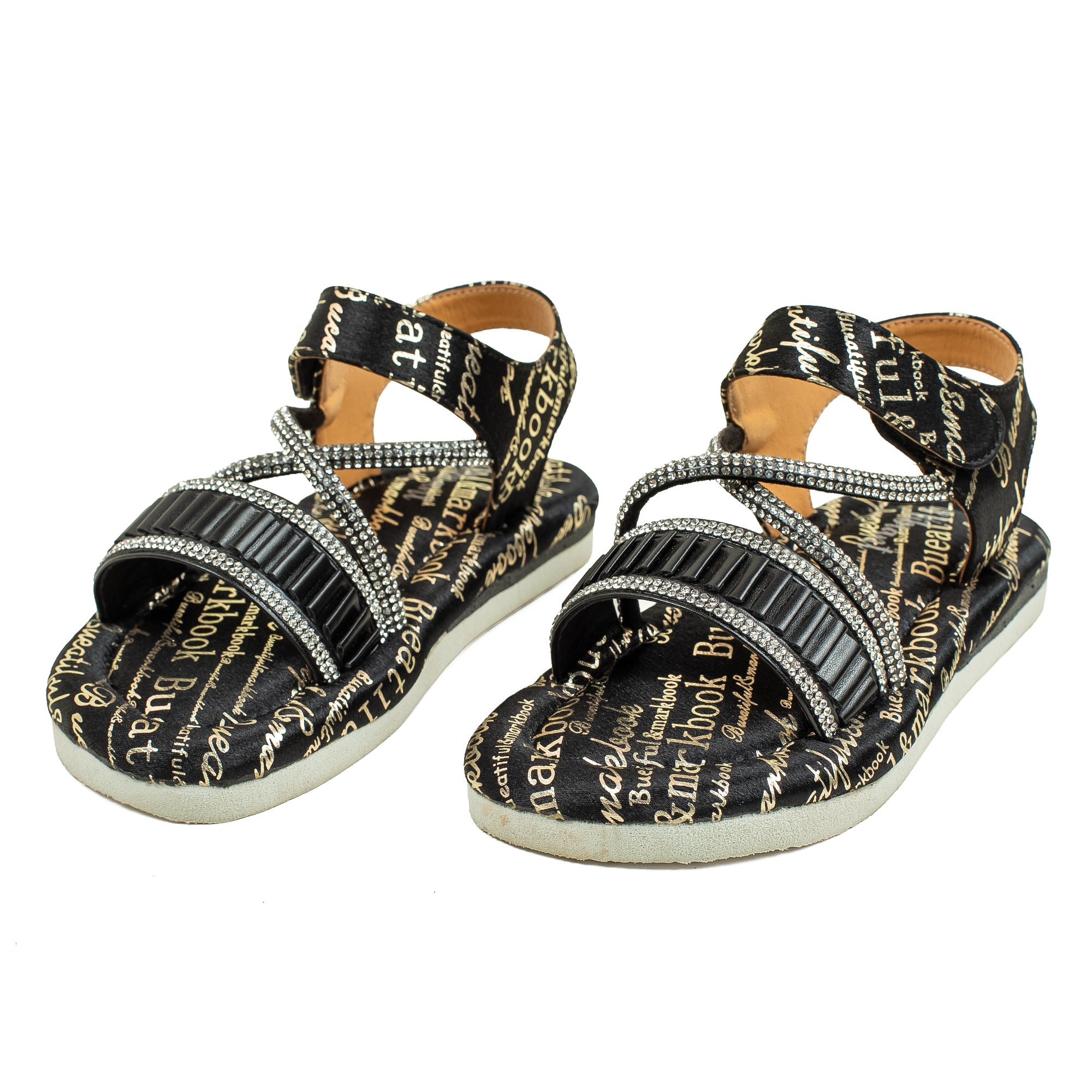 Vibrant Girls' Summer Black Sandals – Soft PU Leather Shoes with Cushioned Insole & EVA Sole - Vibrantbd.com
