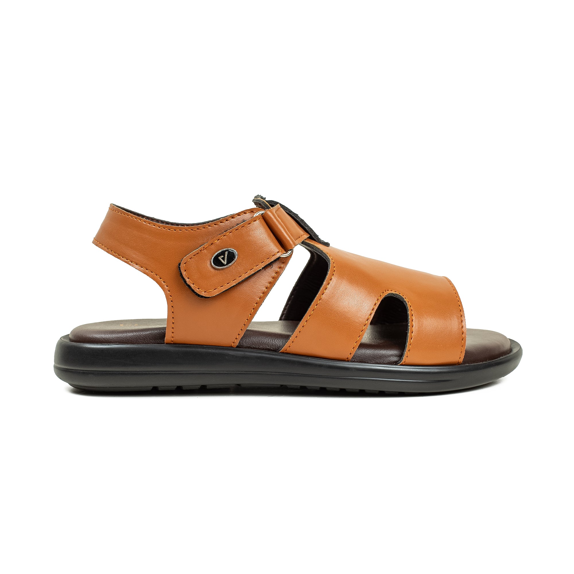 Vibrant Kids’ Sandal – Tan Synthetic Leather, Lightweight PU Sole, Cushioned Insole for All-Day Comfort - Vibrantbd.com
