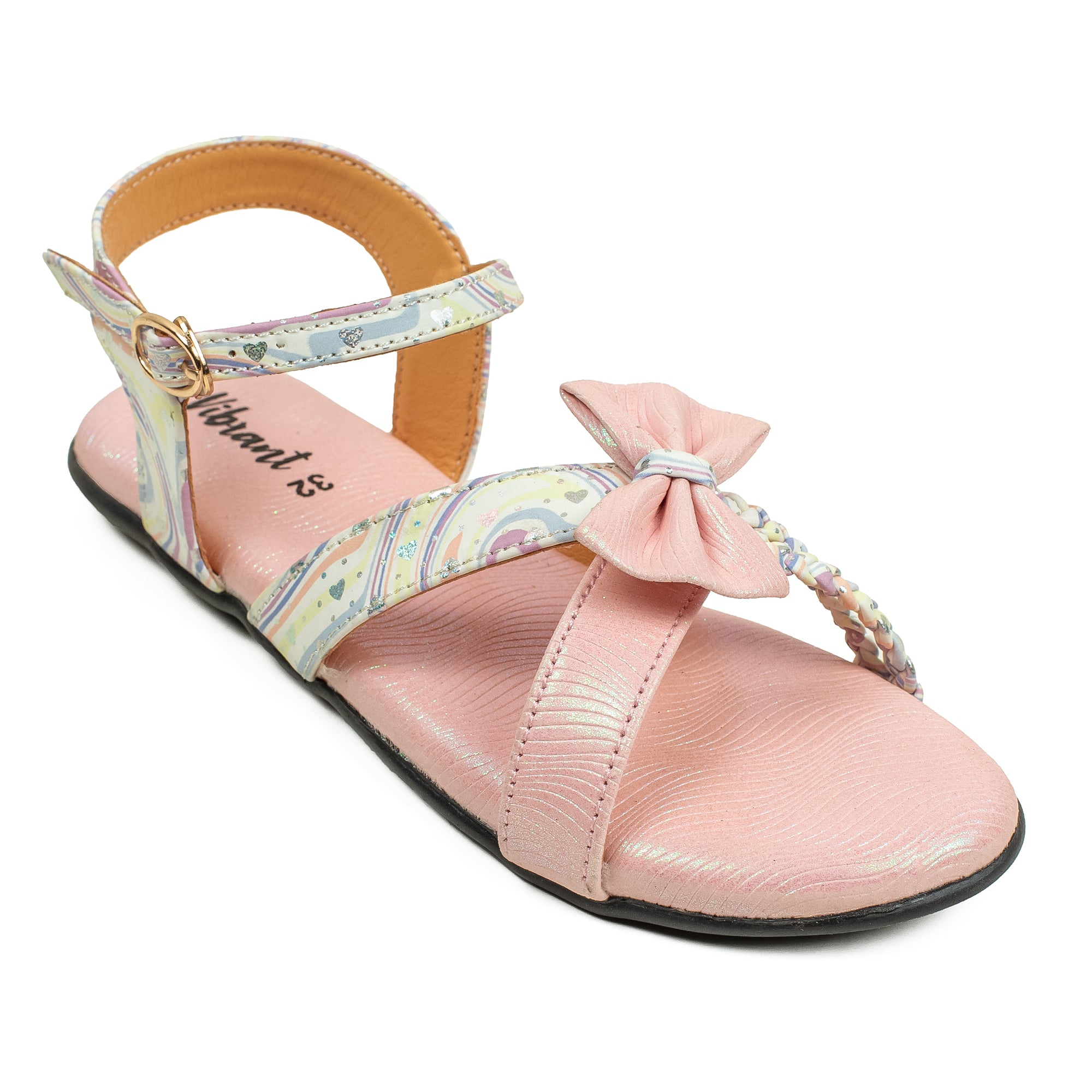 Vibrant Girls' Summer Pink Floral Sandals – Soft PU Leather Shoes with Cushioned Insole & EVA Sole - Vibrantbd.com