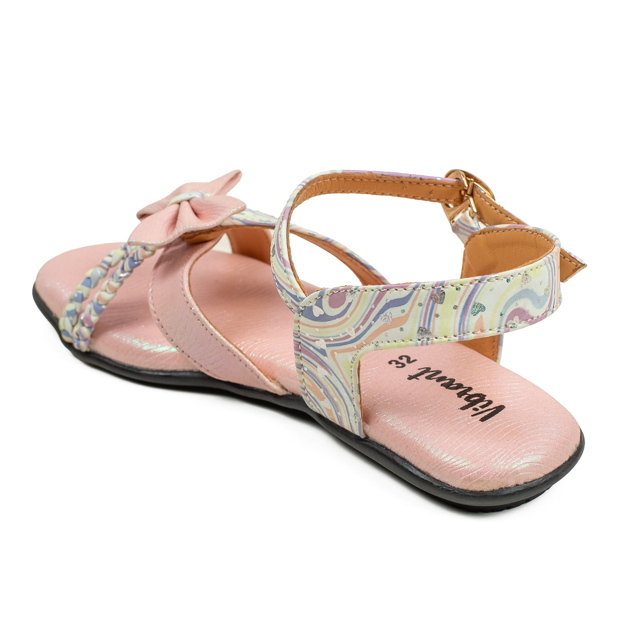 Vibrant Girls' Summer Pink Floral Sandals – Soft PU Leather Shoes with Cushioned Insole & EVA Sole - Vibrantbd.com