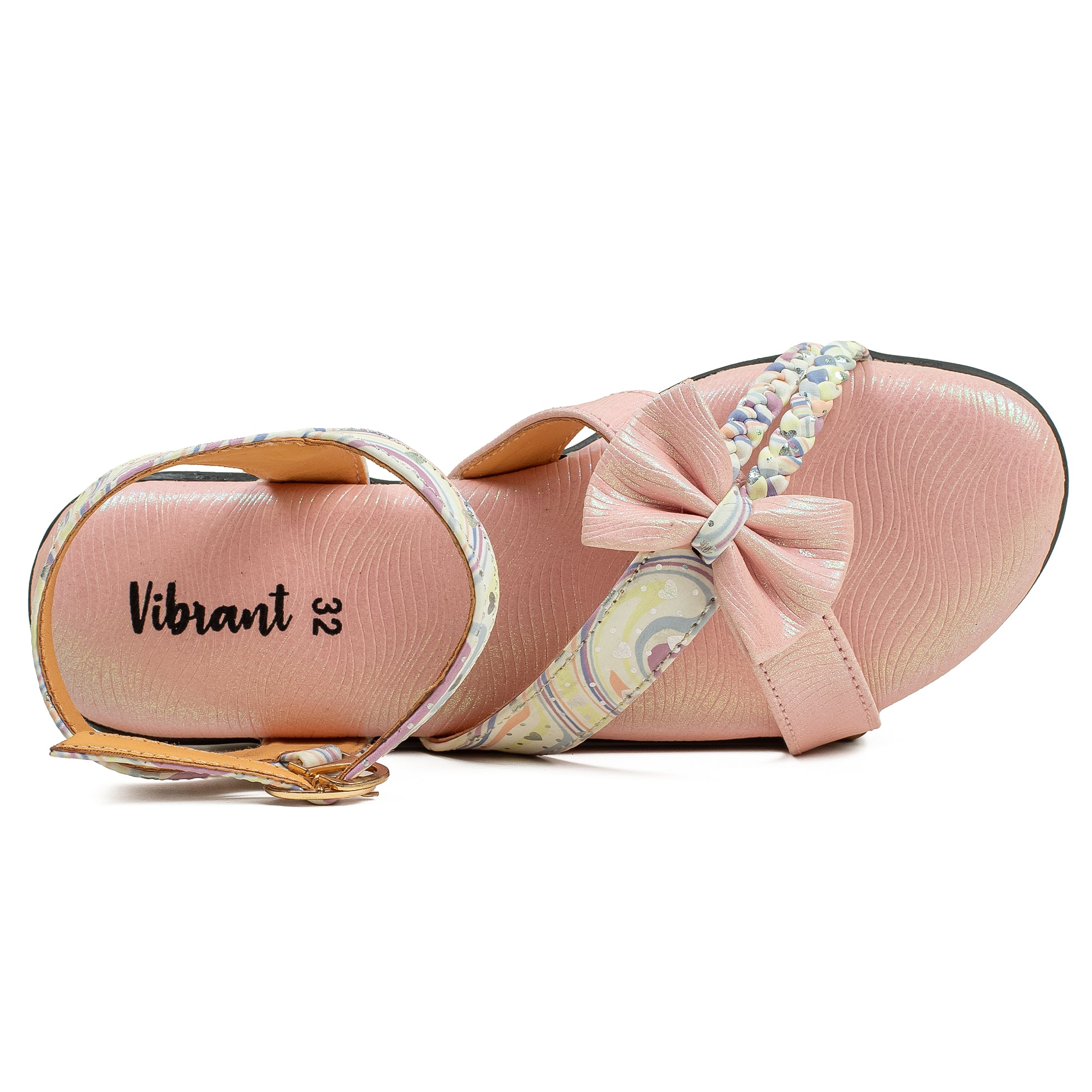 Vibrant Girls' Summer Pink Floral Sandals – Soft PU Leather Shoes with Cushioned Insole & EVA Sole - Vibrantbd.com